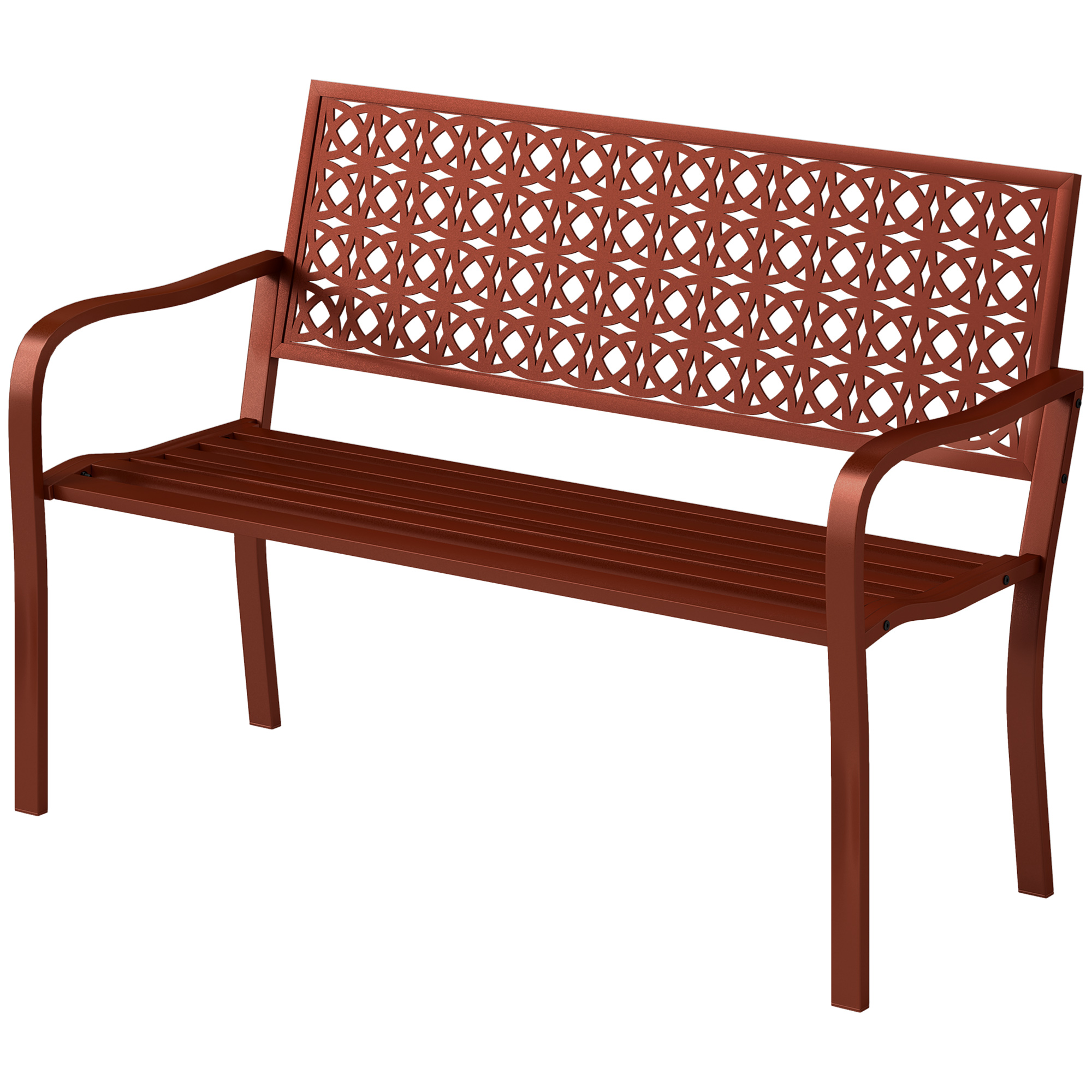 Outsunny 2-Sitzer Gartenbank, wetterfest Sitzbank, Gartenmöbel mit Rücken- & Armlehnen, Parkbank 240kg belastbar, Balkonbank für Balkon Terrasse, Garten, 127 x 63 x 85cm, Rot Aosom