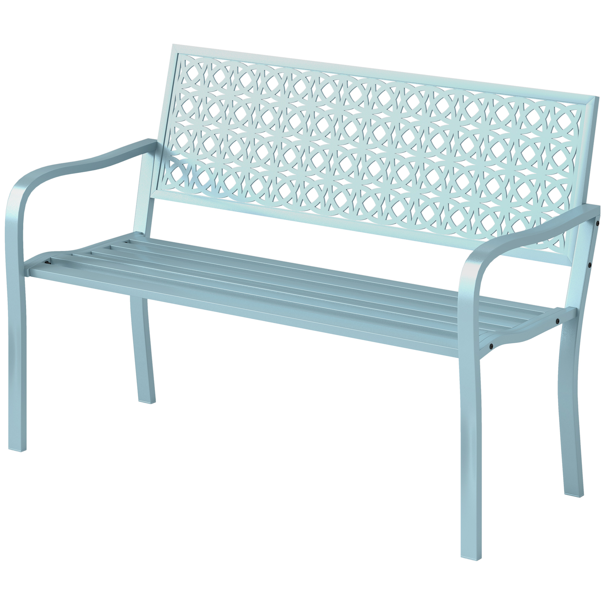 Outsunny 2-Sitzer Gartenbank, wetterfest Sitzbank, Gartenmöbel mit Rücken- & Armlehnen, Parkbank 240kg belastbar, Balkonbank für Balkon Terrasse, Garten, 127 x 63 x 85cm, Blau Aosom