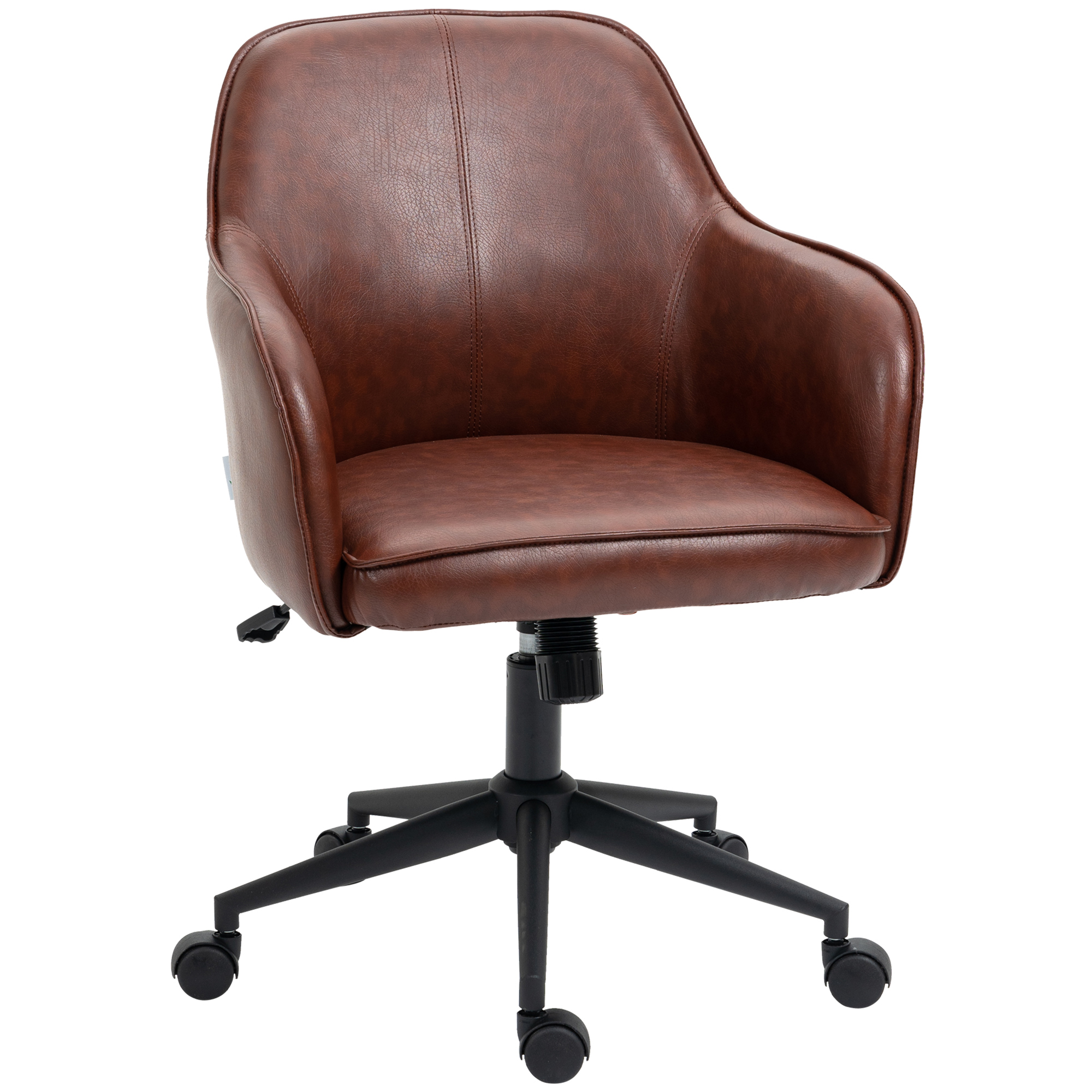 Vinsetto Bürostuhl Schreibtischstuhl mit Wippfunktion höhenverstellbar 93-101 cm bis 120 kg belastbar Kunstlederoptik Braun   Aosom.de