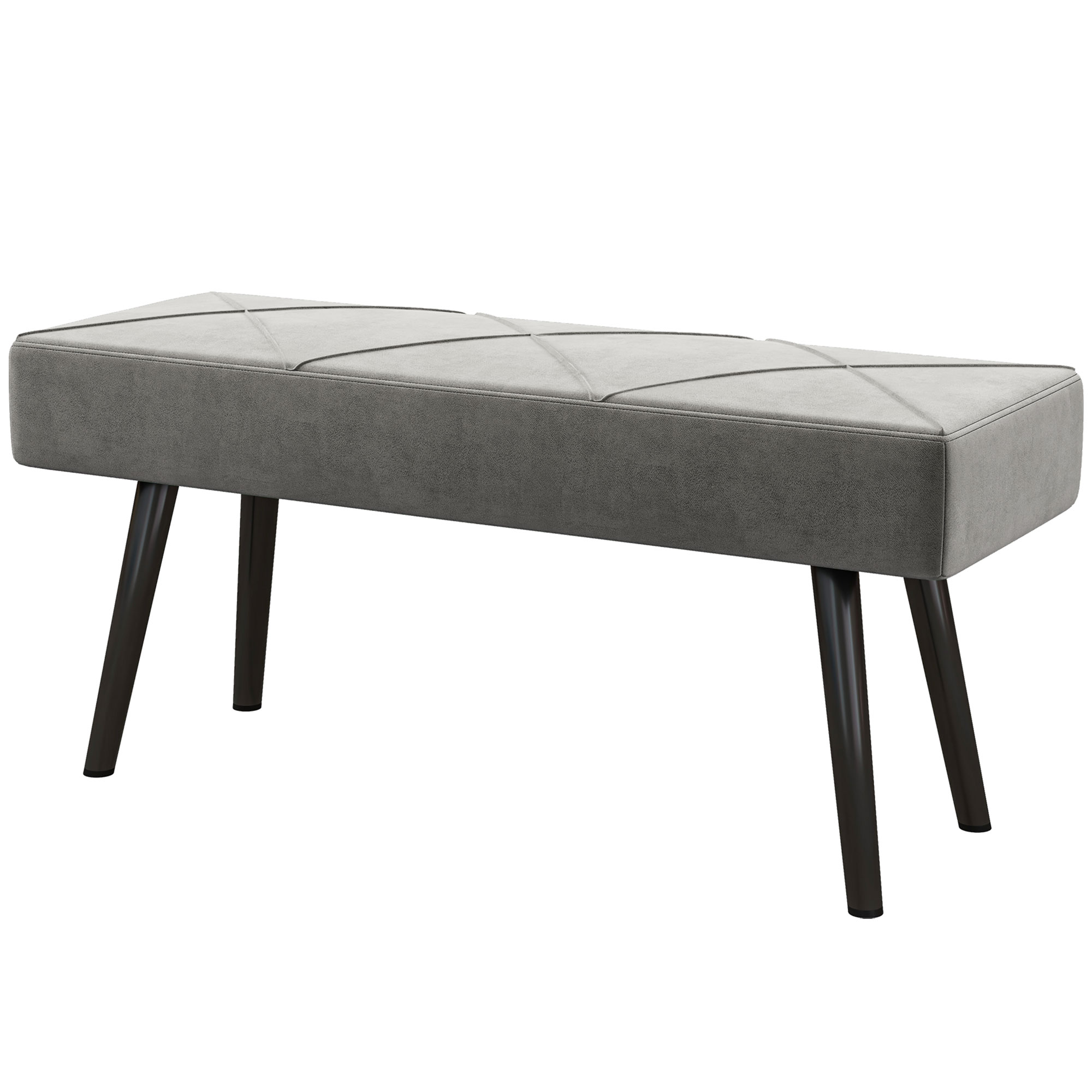 HOMCOM Polsterbank Samtoptik Sitzbank Bettbank Flurbank X-Muster bis 120 kg grau 100x36x45 cm für Schlafzimmer Aosom.de