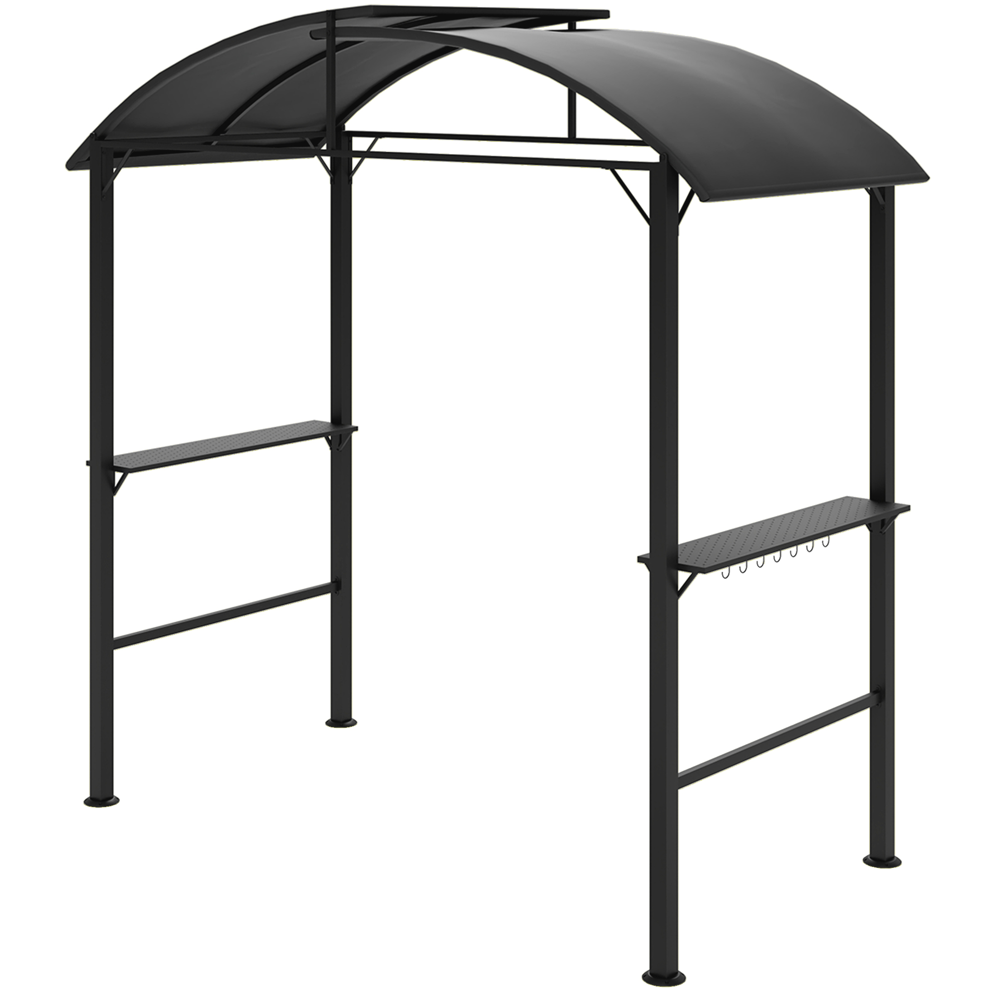 Outsunny Grillpavillon 233 x 110 x 235 cm winddicht Gartenpavillon mit Doppeldach,Regalen, Gartenlauben mit UV-Schutz, BBQ Pavillon aus Stahl, Gartenzelt Grillzelt für Party BBQ, Dunkelgrau   Aosom
