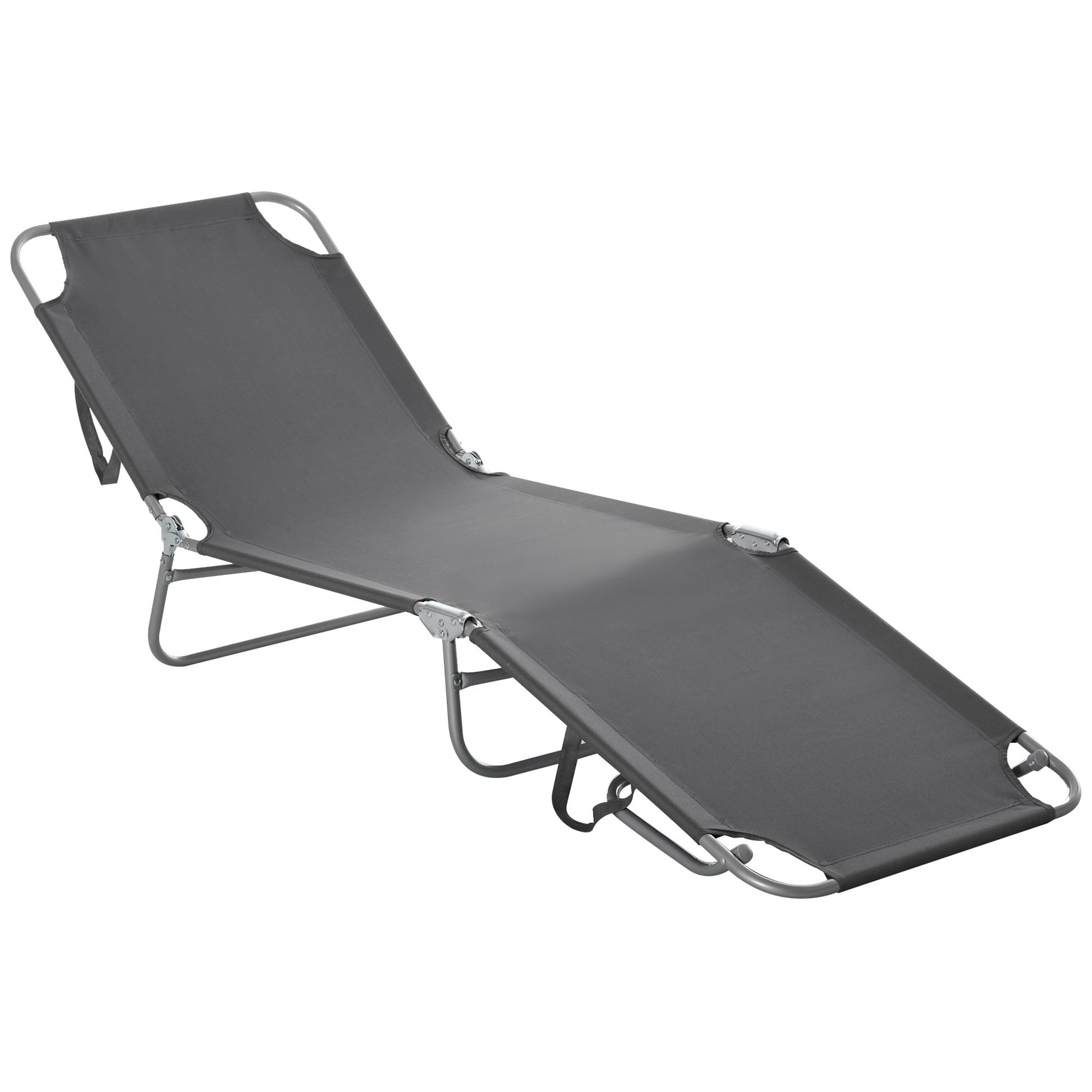Outsunny Sonnenliege klappbar Gartenliege, Liegestuhl mit 5-Fach verstellbare Rückenlehne, wetterfeste Campingliege, Gartenstuhl bis 120 kg belastbar, für Garten Urlaub Outdoor Strand Pool, Grau Aosom