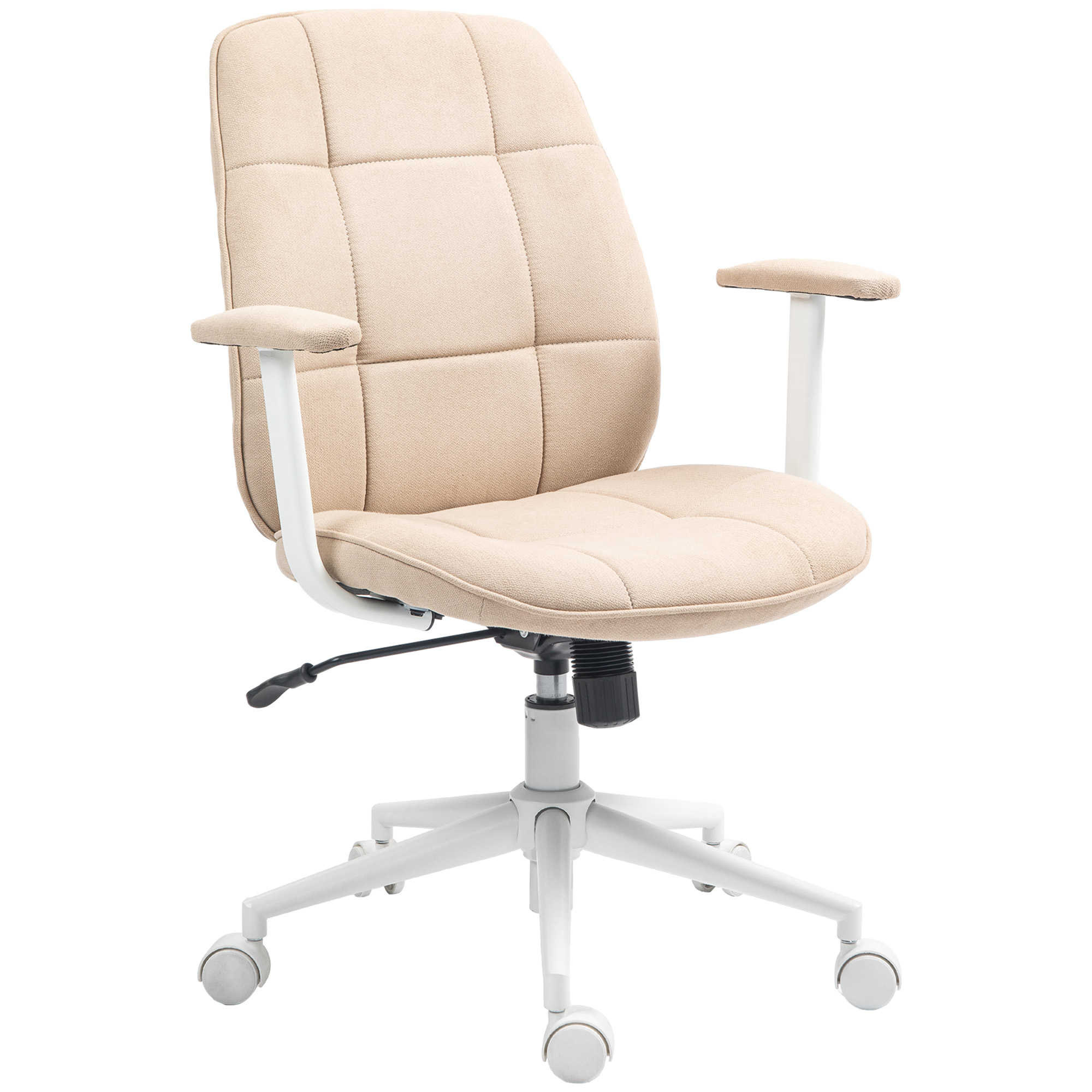 HOMCOM Bürostuhl, ergonomischer Bürostuhl mit höhenverstellbarer Funktion, Schaukelfunktion, Bürositz mit drehbaren Rollen, Belastbarkeit 120 kg, Beige   Aosom