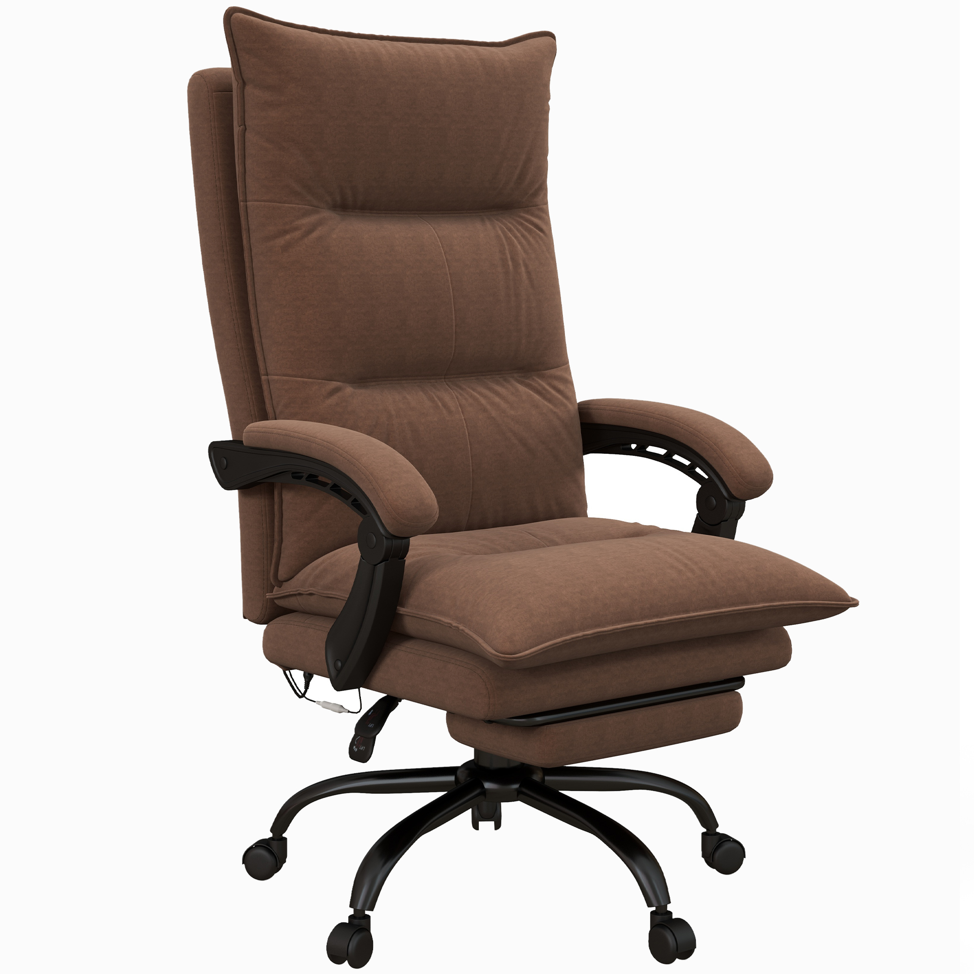Vinsetto Bürostuhl mit Massagefunktion, 155° neigbar, Drehstuhl mit Armlehne, ergonomischer Schreibtischstuhl, Braun Aosom