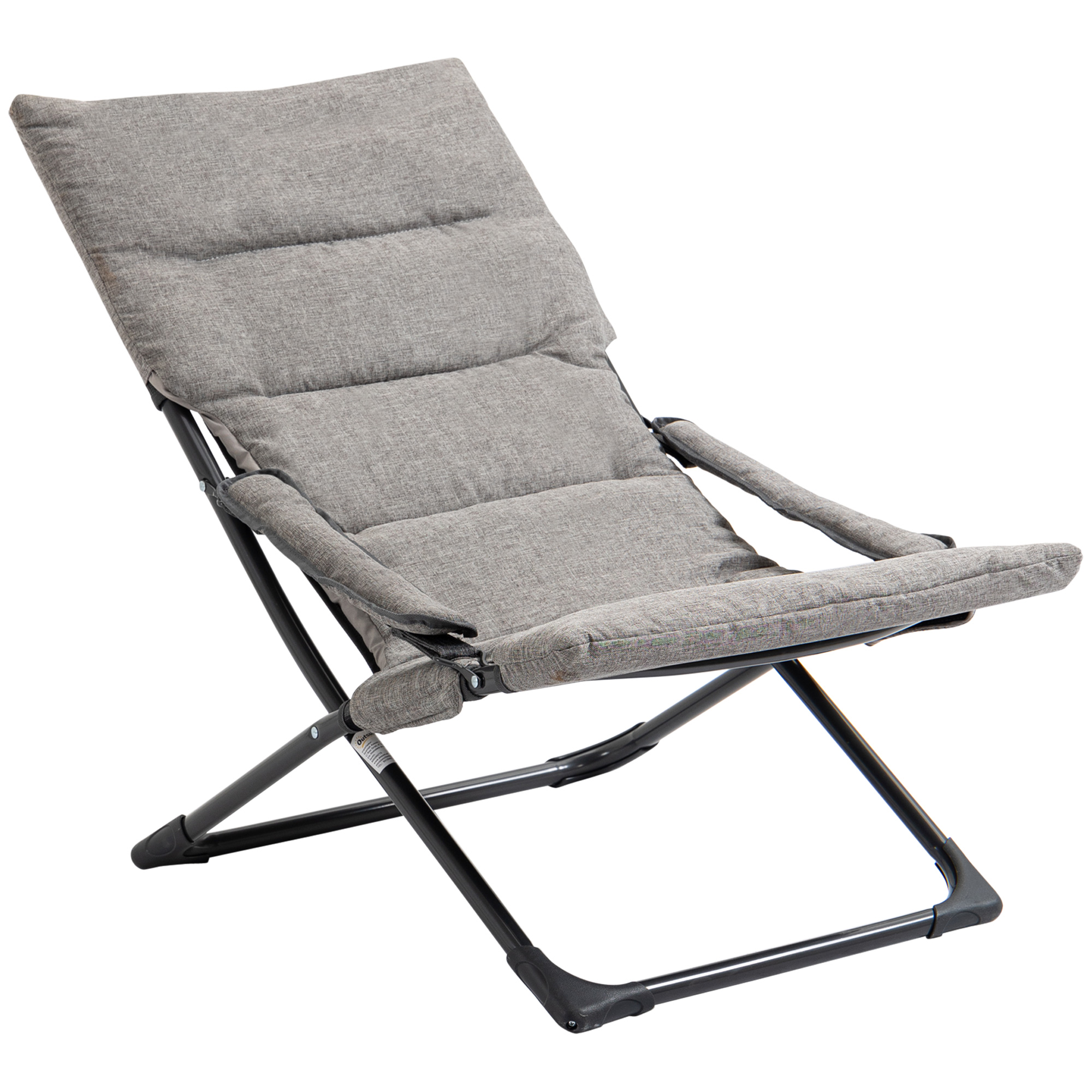 Outsunny Klappstuhl mit abnehmbarer Auflage, flexibler Gartenstuhl, Campingstuhl, Liegestuhl, Textilene, Stahl, Grau, 66x94x79 cm für Garten Terrasse Balkon   Aosom.de