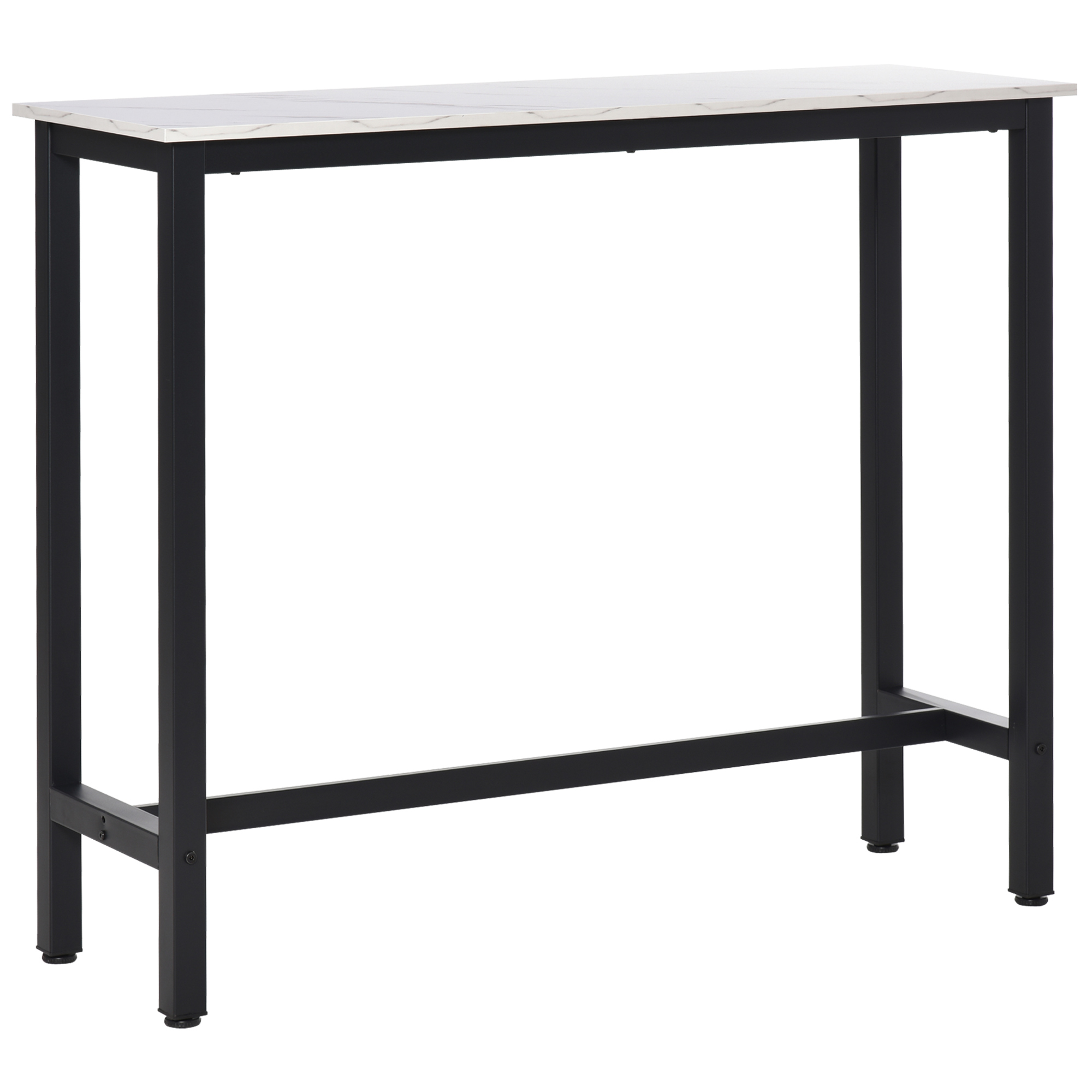 HOMCOM Bartisch Stehtisch mit Marmoroptik, Küchentisch mit verstellbare Füße für Wohnzimmer, Esszimmer, Stahl 120 x 40 x 100 cm Weiß+Schwarz   Aosom