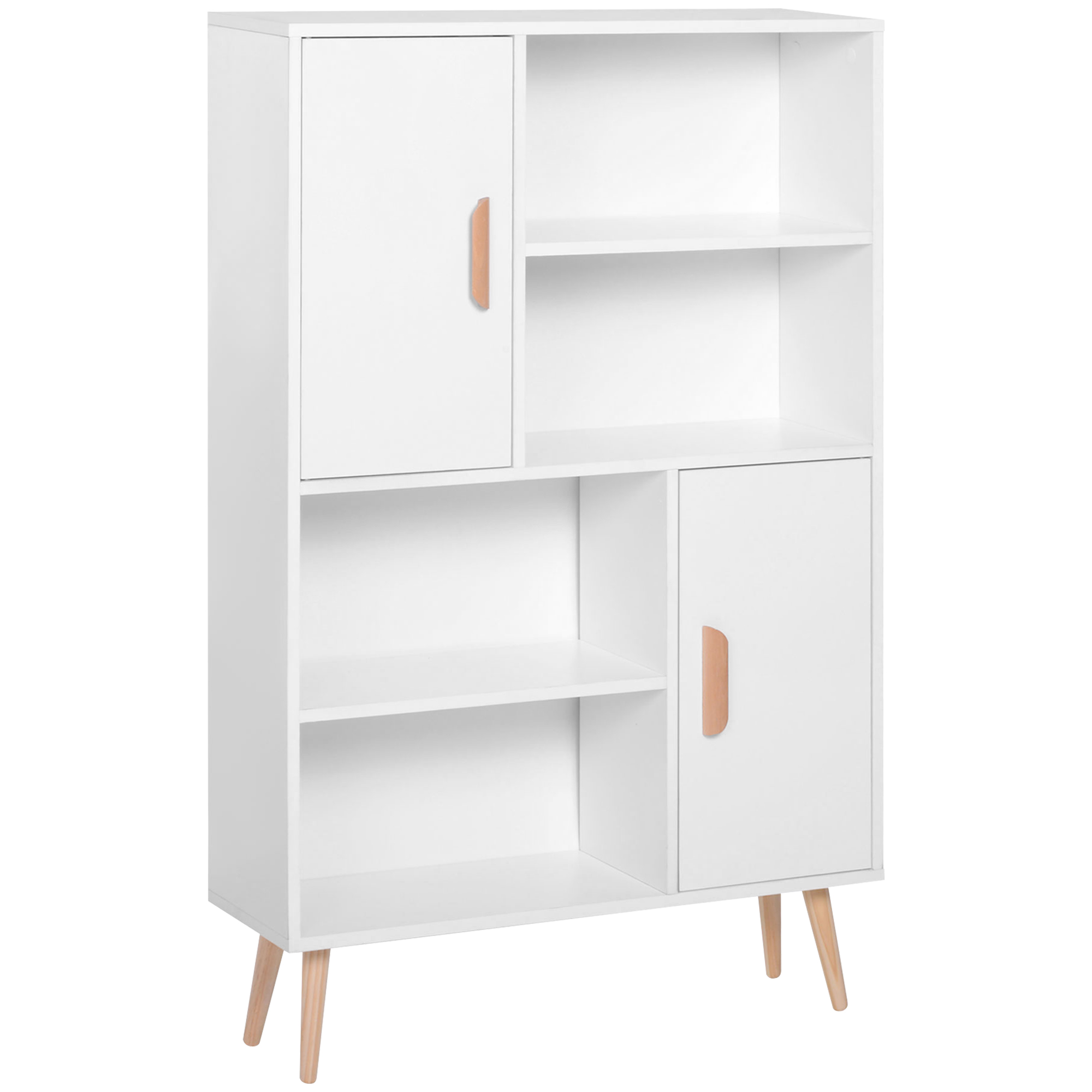 HOMCOM Kommode Sideboard Schubladenkommode Highboard Schrank Anrichte Schuhschrank Küchenregal Küchenschrank mit 2 Türen 5 Fächern Weiß   Aosom