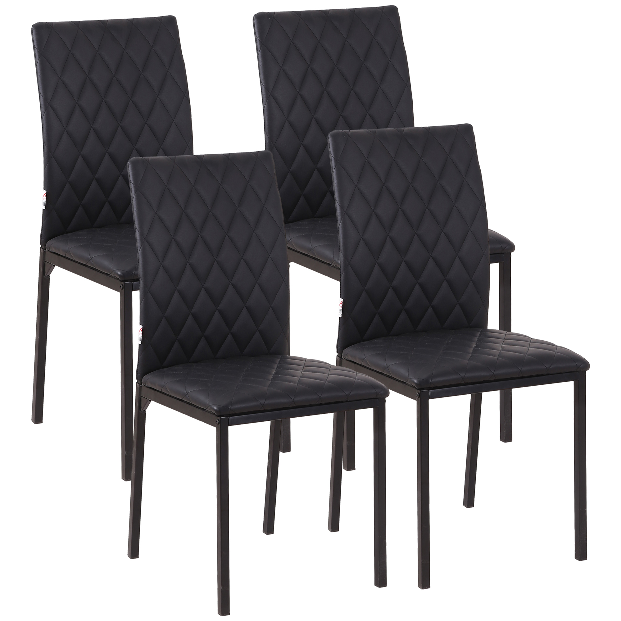 HOMCOM 4er-Set Esszimmerstuhl gepolsterte Küchenstühle mit Stahlbeinen Schwarz 41 x 50 x 91 cm für modernes Esszimmer   Aosom.de
