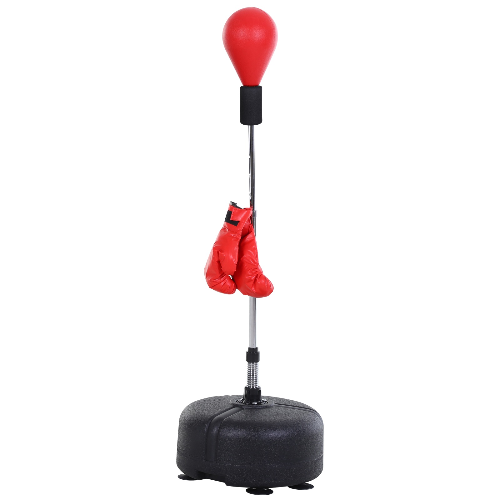 HOMCOM Punchingball mit Ständer, 136-154 cm höhenverstellbar Boxsack, Standboxball mit Boxhandschuhen, für Jugendliche und Erwachsene, für Ausrüstung, Stressabbau, Fitness, Rot   Aosom