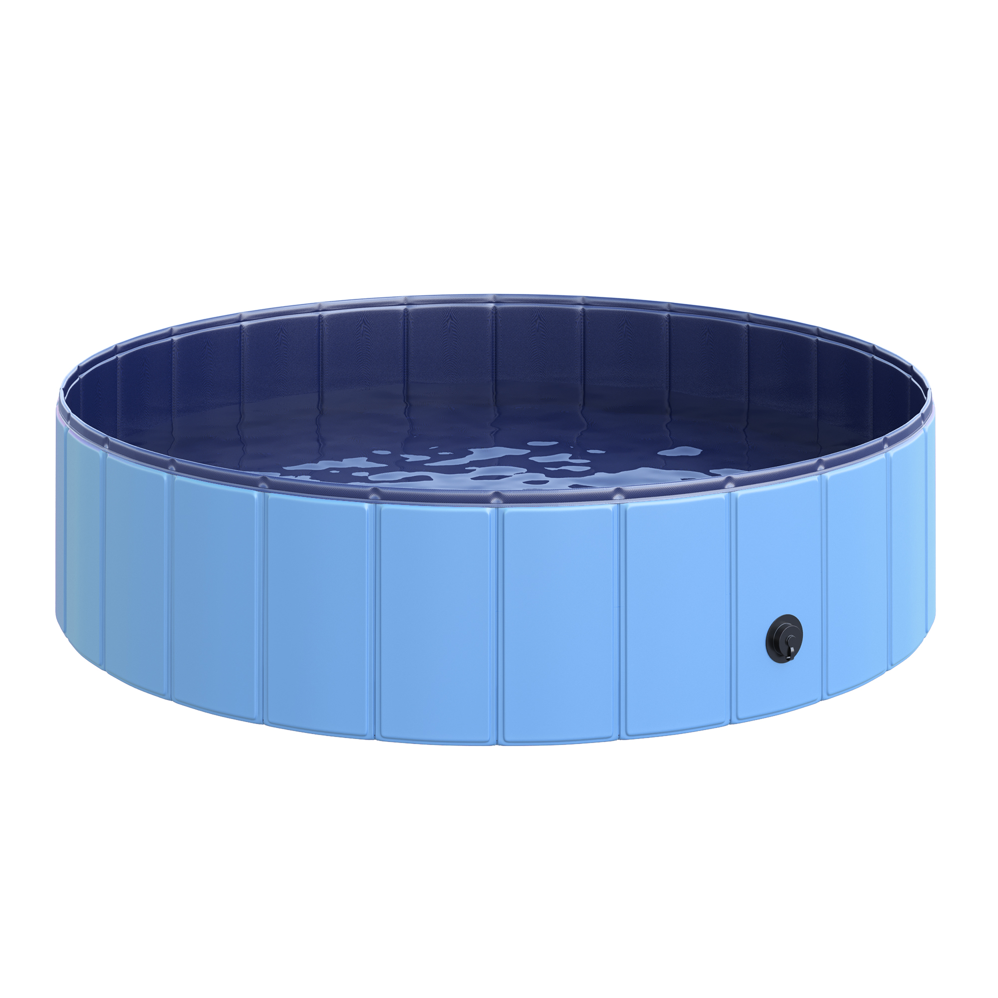 PawHut Hundepool großes Planschbecken für Hunde Ø120xH30 cm aus PVC Holz Blau, ideales Schwimmbecken für Abkühlung im Sommer Aosom.de