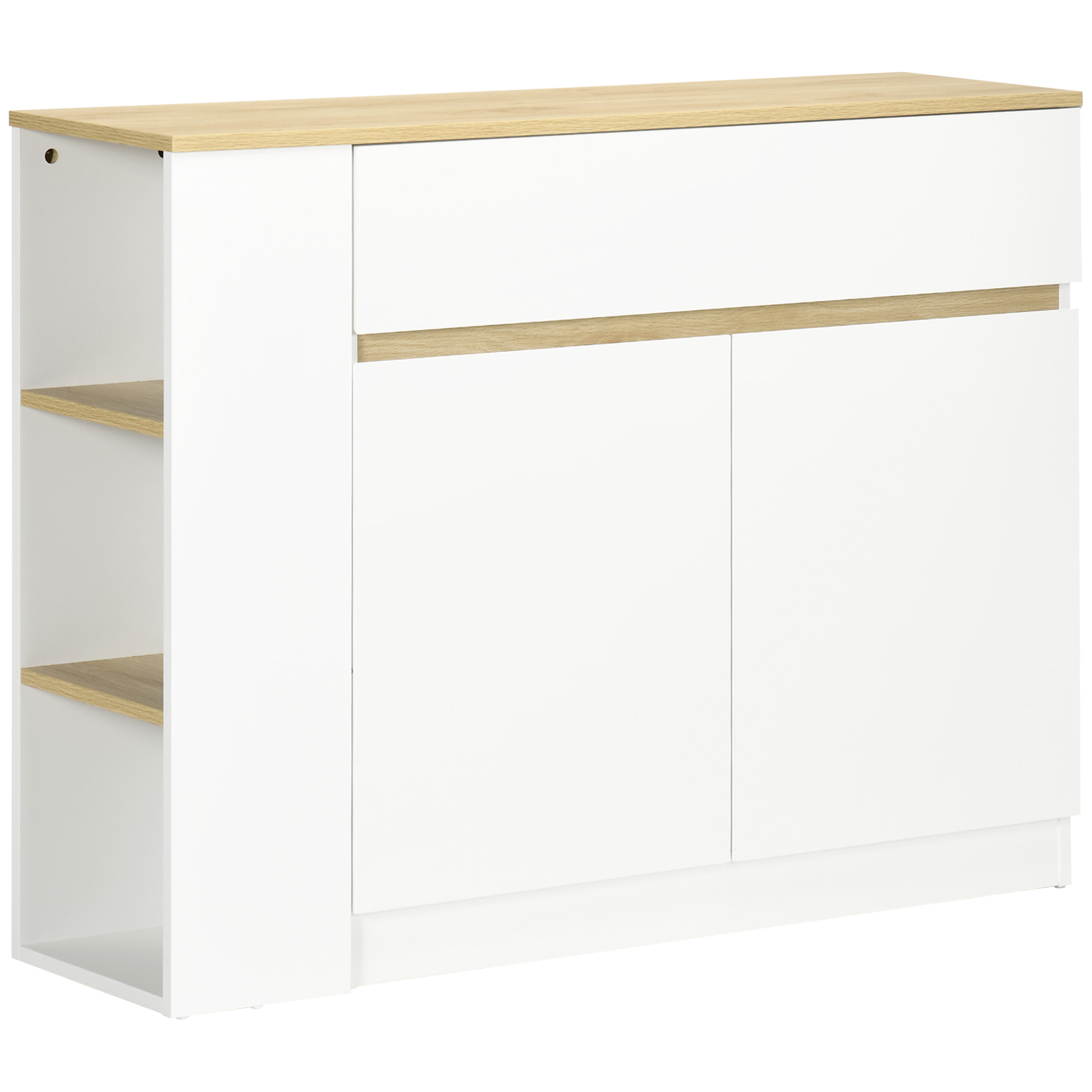HOMCOM Sideboard, Küchenschrank mit Schublade, 3-Stufigem Regal, Aufbewahrungsschrank mit Kippschutz, Wohnzimmerschrank für Küche, Weiß, 110 x 29,5 x 82 cm   Aosom
