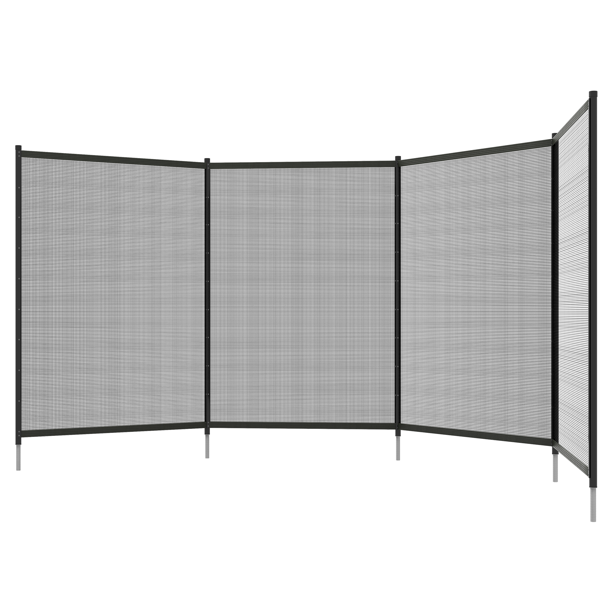 Outsunny Teichzaun, 365 x 126 cm Gartenzaun, 4er Set Dekorative Poolzaun mit Fuß Steckzaun für Terrasse, Balkon, Mesh, Schwarz   Aosom