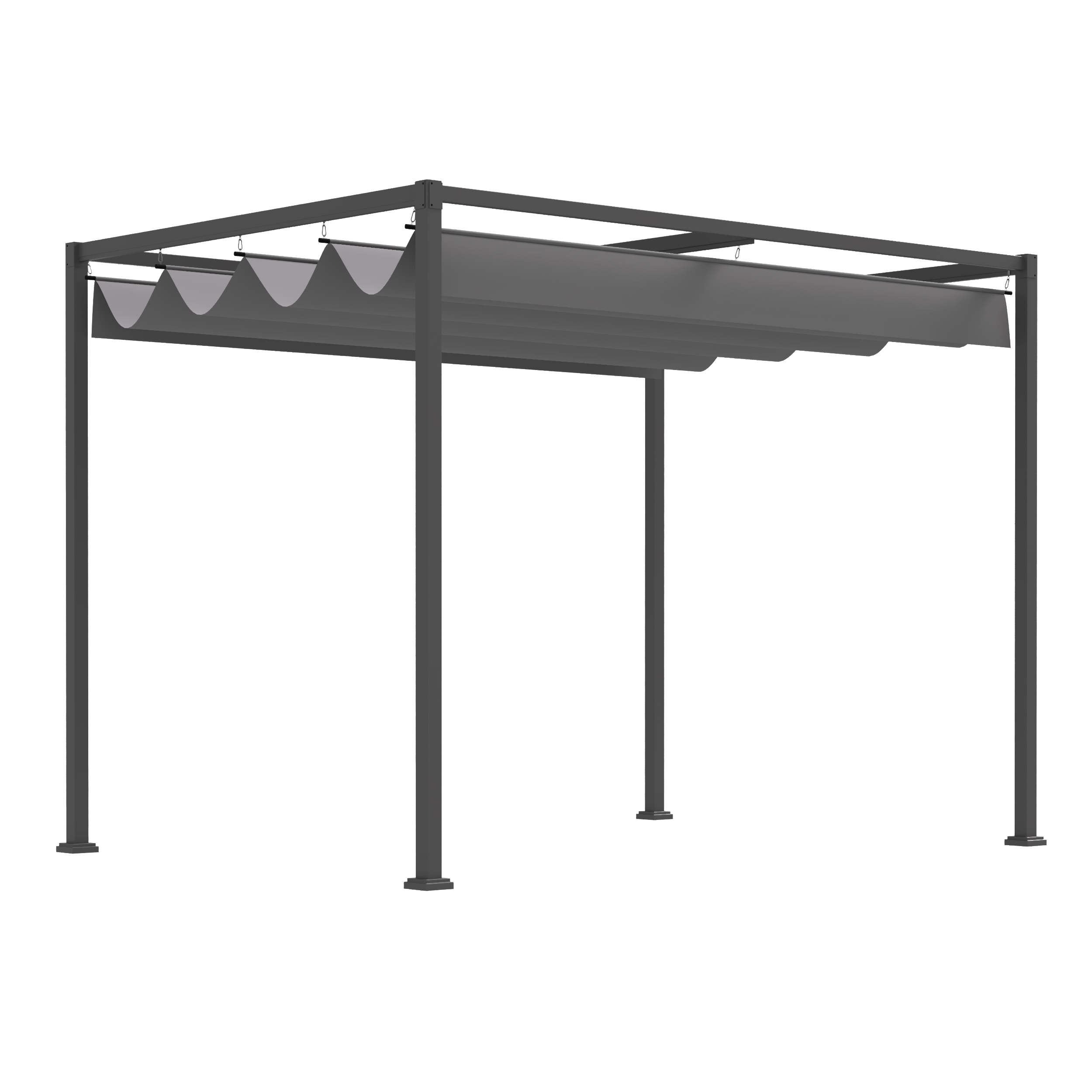 Outsunny Pergola Pavillon Terrassenüberdachung mit Schiebedach 298 x 213 x 221 cm, Grau, wetterfestes Polyester für Garten & Terrasse   Aosom.de