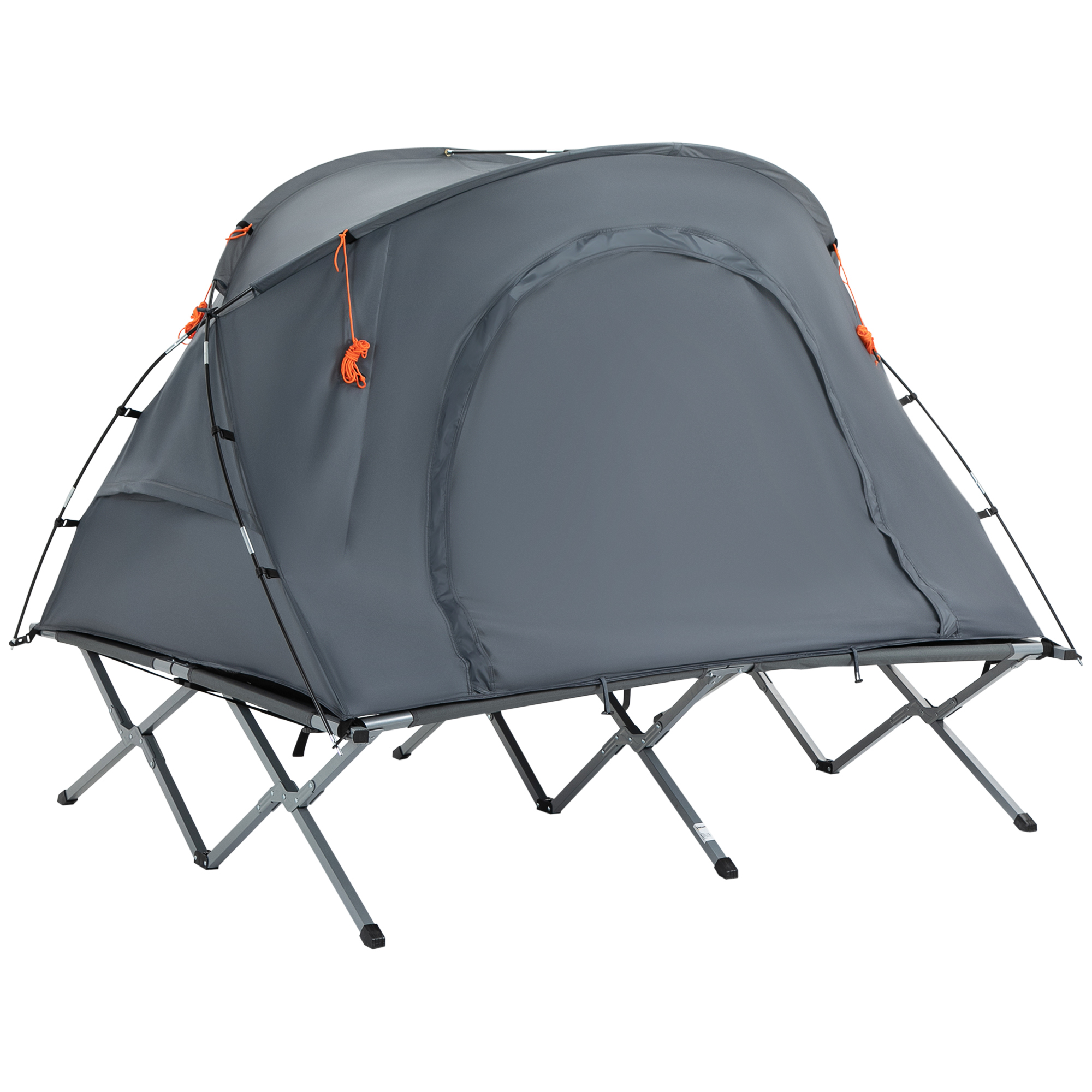 Outsunny Campingbett Kuppelzelt 2 Personen Luftmatratze Grau 200x146x159cm   Aosom