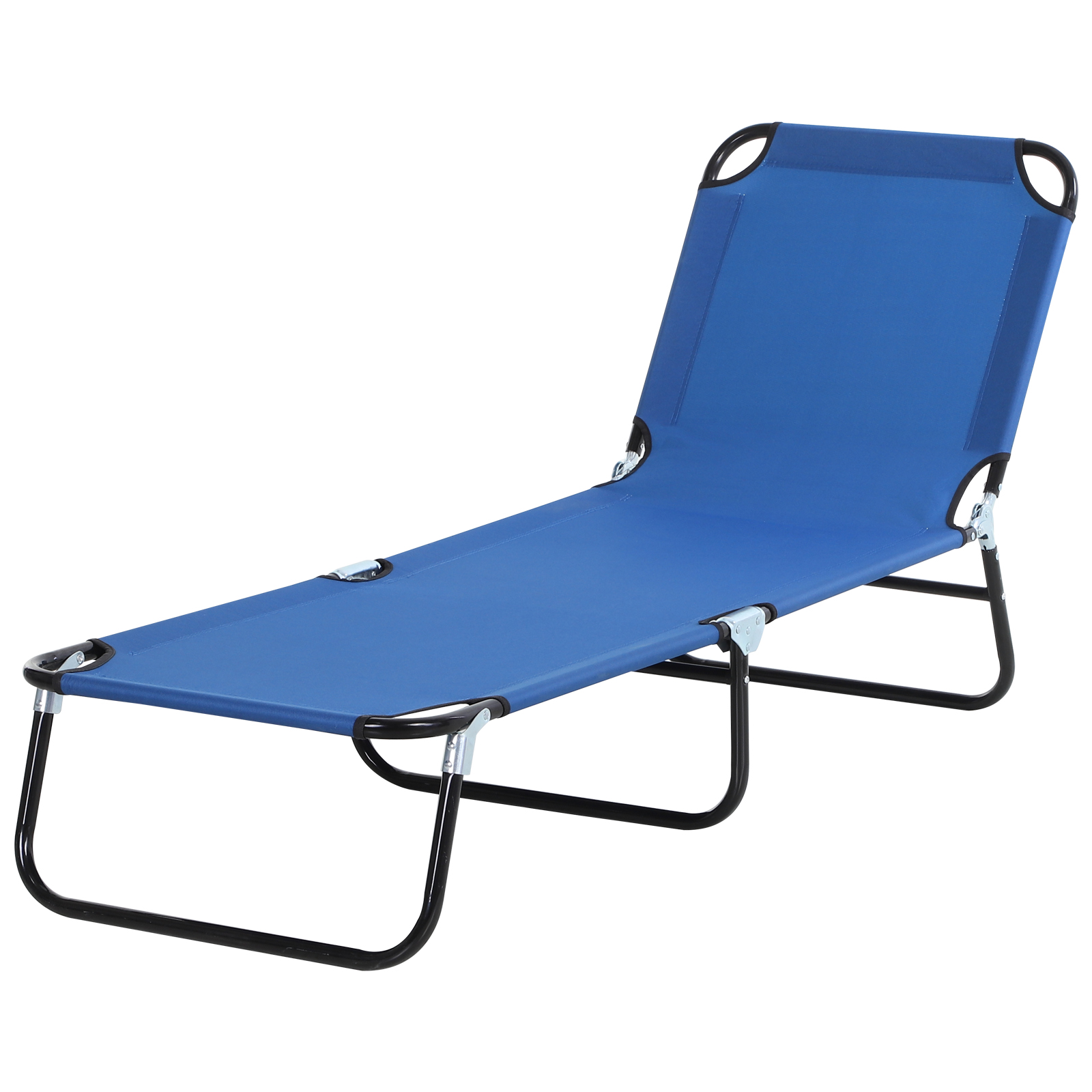 Outsunny Gartenliege Sonnenliege mit verstellbarer Rückenlehne, Stahl, Blau, 188x56x28cm, ideal für Garten & Balkon Aosom.de