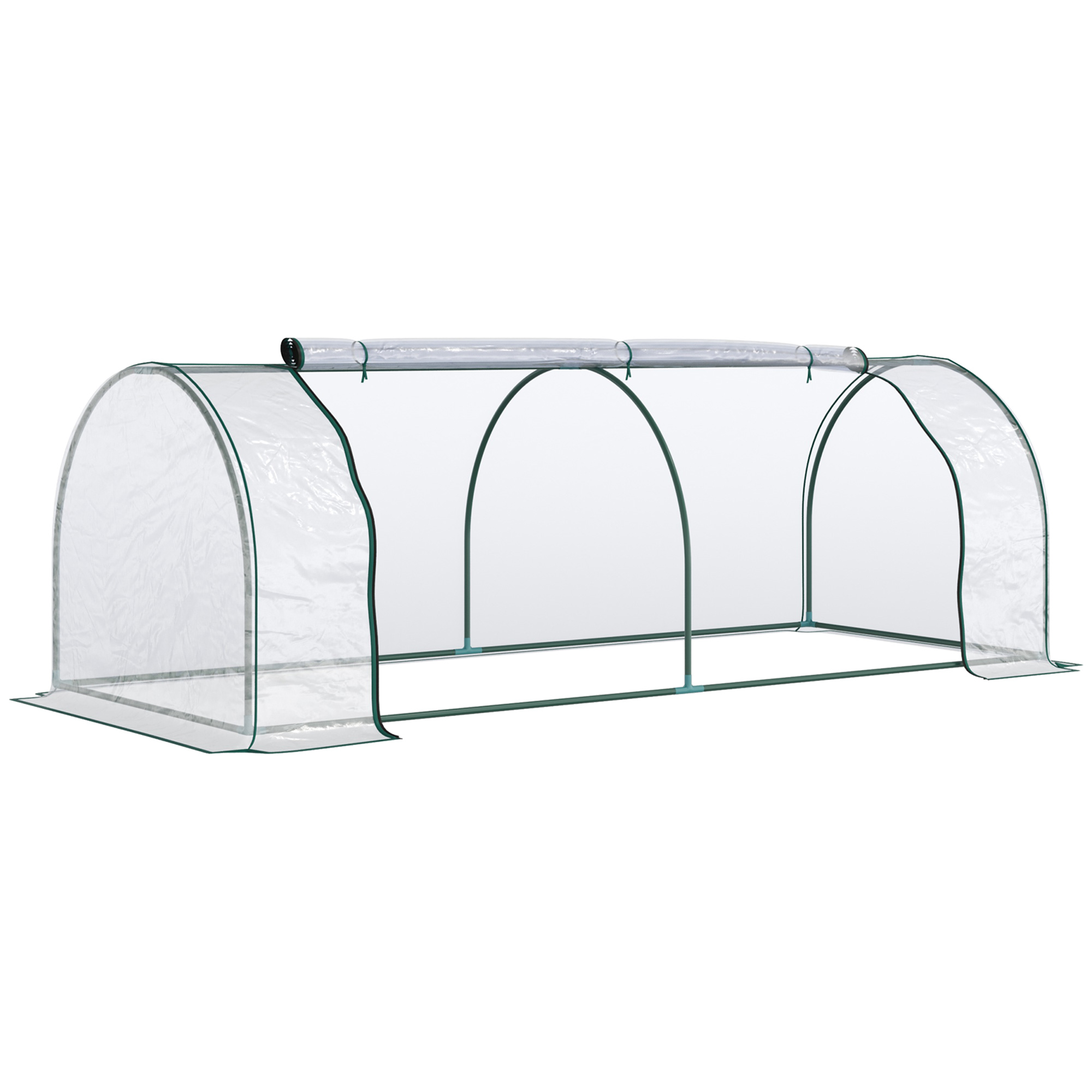 Outsunny Gewächshaus  Treibhaus mit Tür, Frühbeet, Pflanzenaufzucht, Stahl PVC, 250x100x80cm  Aosom