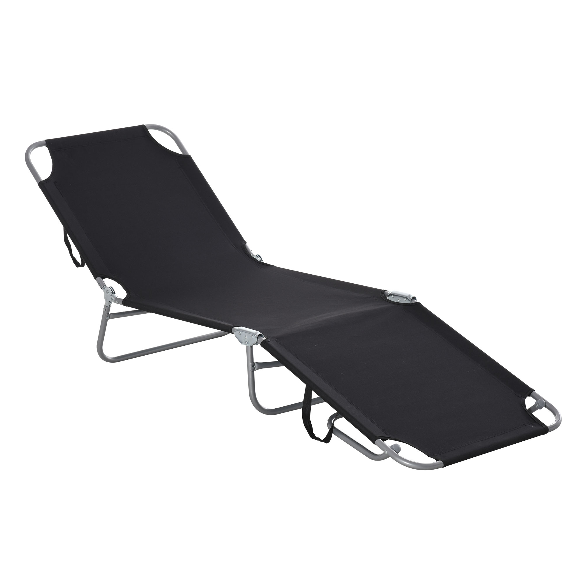 Outsunny Sonnenliege Campingliege klappbarer Liegestuhl verstellbare Rückenlehne Gartenliege bis 120 kg belastbar Oxford Schwarz Aosom.de