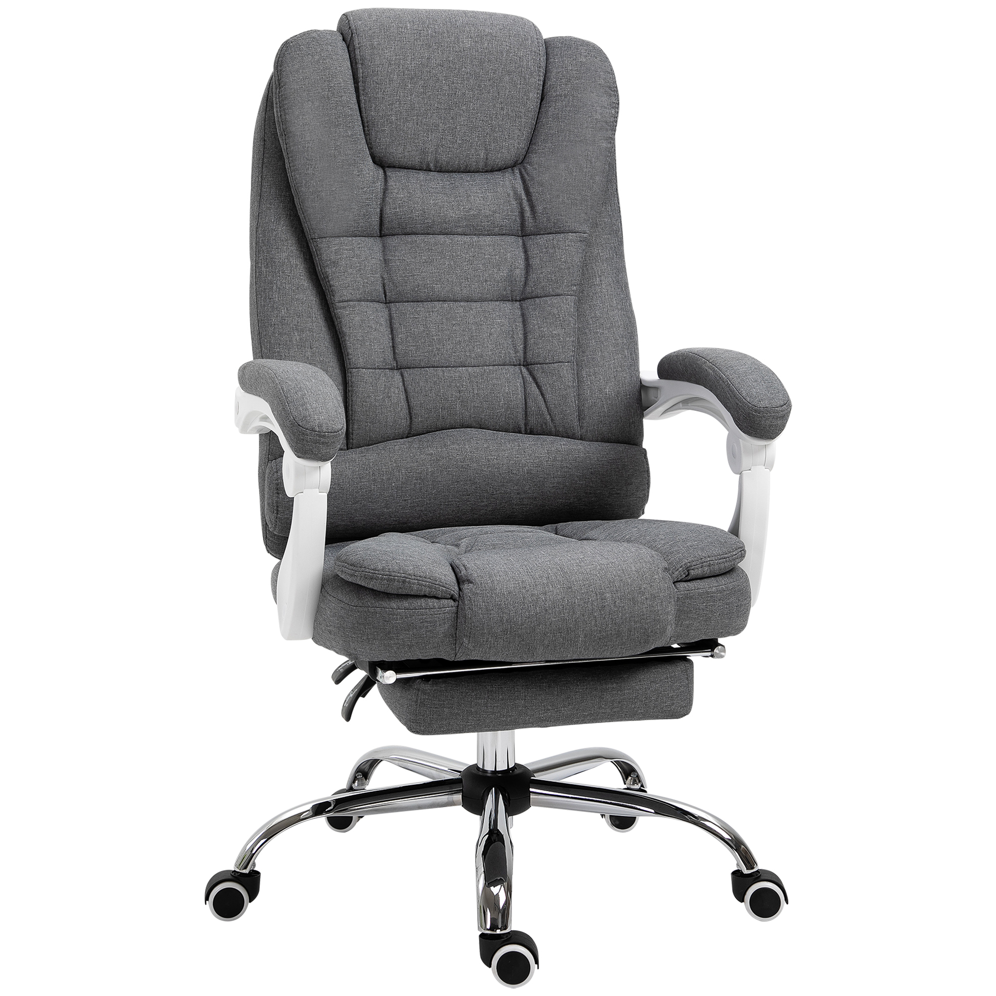 Vinsetto Bürostuhl ergonomischer Schreibtischstuhl mit klappbarer Fußstütze, höhenverstellbar & neigbar, Metall Grau für Komfort im Home Office   Aosom.de