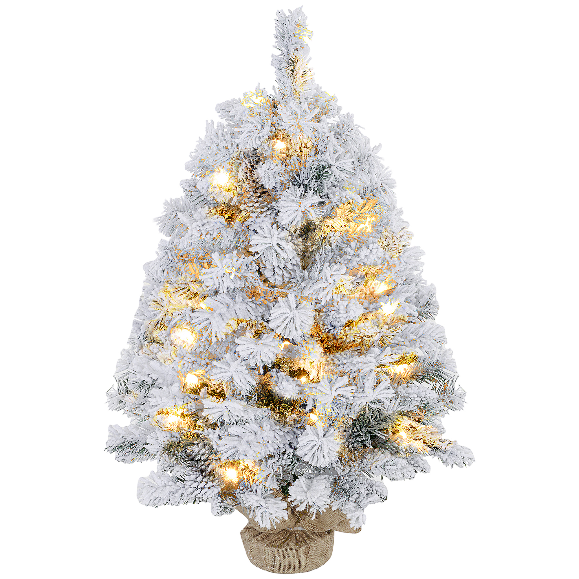 HOMCOM Künstlicher Weihnachtsbaum 90 cm mit 133 Spitzen und 50 warmweißen LED-Lichtern, Betonfuß für festliche Weihnachtsdekoration Aosom.de