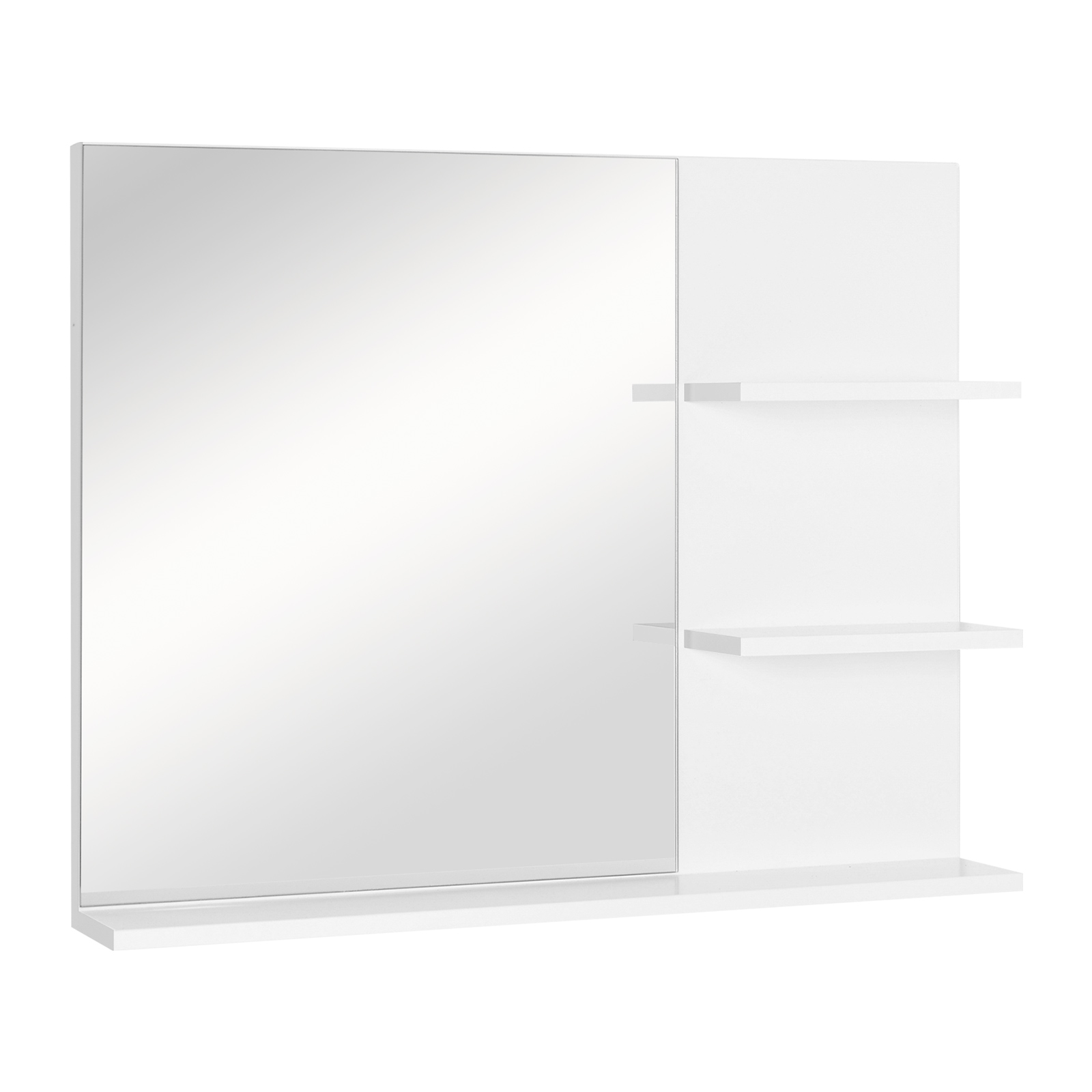 kleankin Badspiegel Wandspiegel mit 3 Ablagen, Spiegelregal für Badezimmer, MDF Weiß 60x10x48cm, modernes Design für Ordnung   Aosom.de