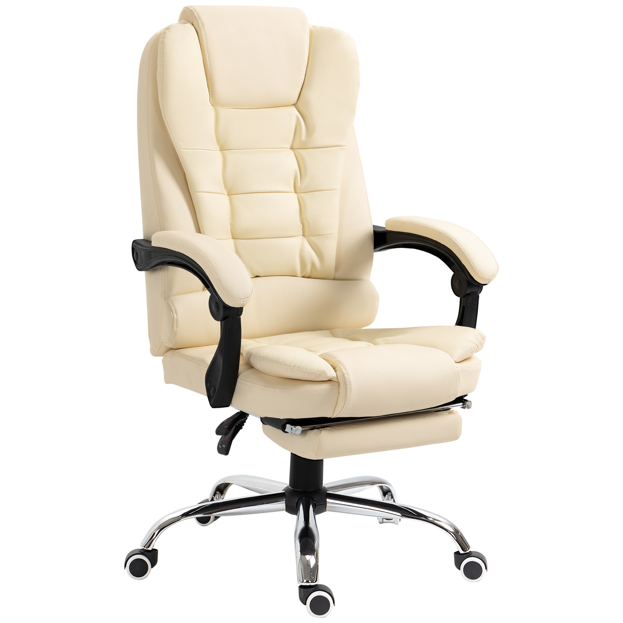 HOMCOM Chefsessel Bürostuhl mit Fußstütze, höhenverstellbarer Schreibtischstuhl mit Neigefunktion & Armlehnen, Kunstleder, ergonomisch Aosom.de
