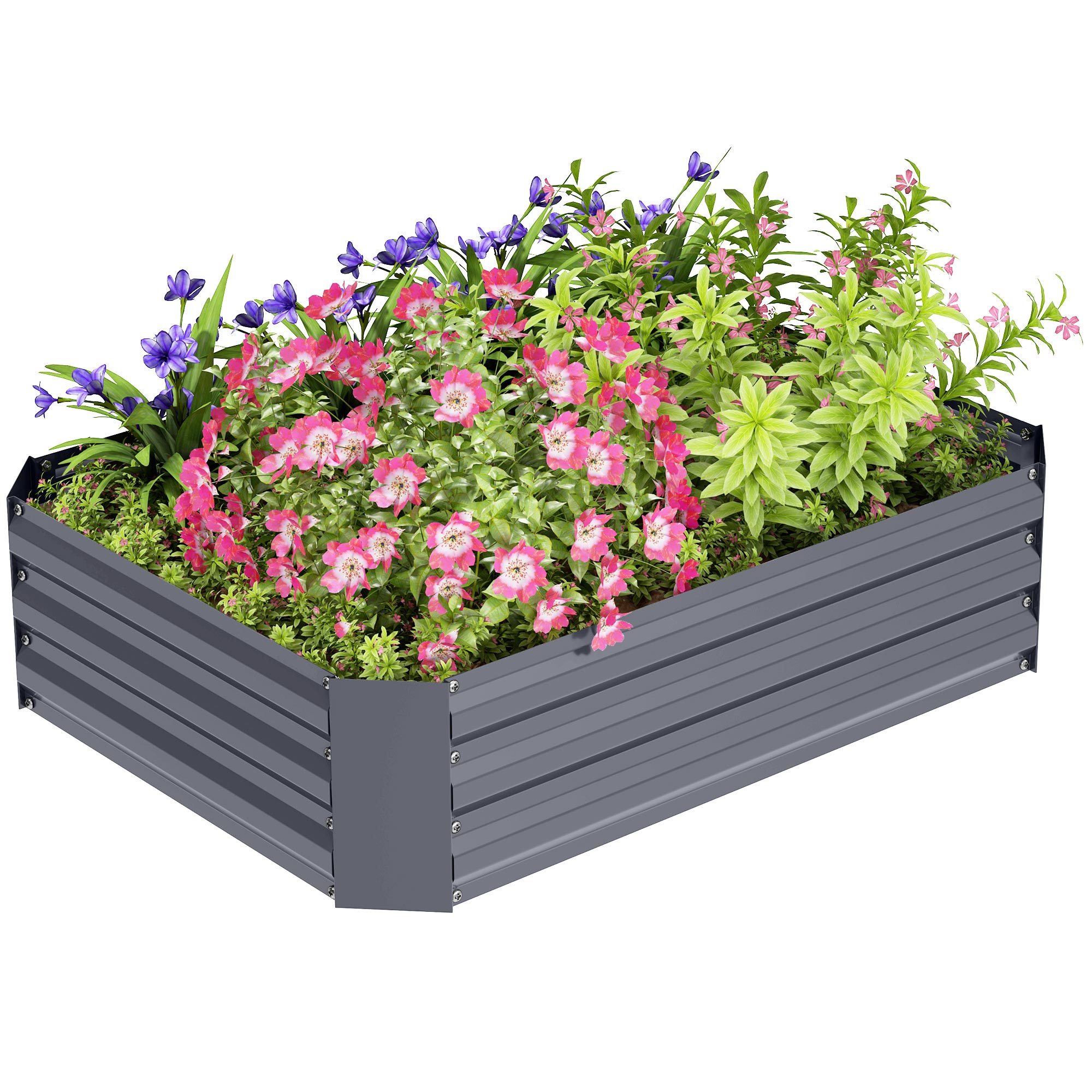 Outsunny Hochbeet aus Stahl, Pflanzbeet Frühbeet Gartenbeet Blumenkasten stapelbar, Pflanzkasten Gemüsebeet 120x90x30cm für Garten Balkon, Pflanzkübel für Blumen, Pflanzen, Gemüse Aosom