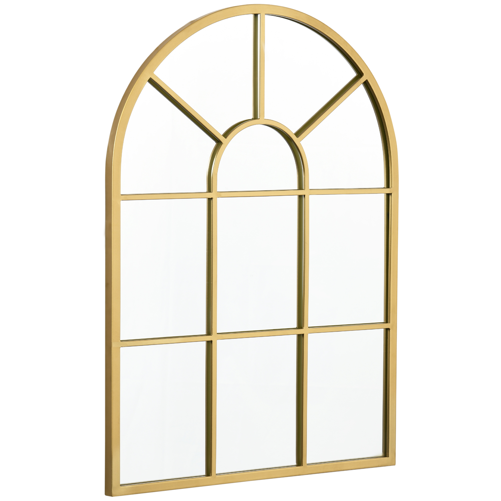 HOMCOM Wandspiegel 70x50cm Fensterspiegel mit Metallrahmen Hängespiegel für Flur und Dekoration Ganzkörperspiegel in Gold Aosom.de