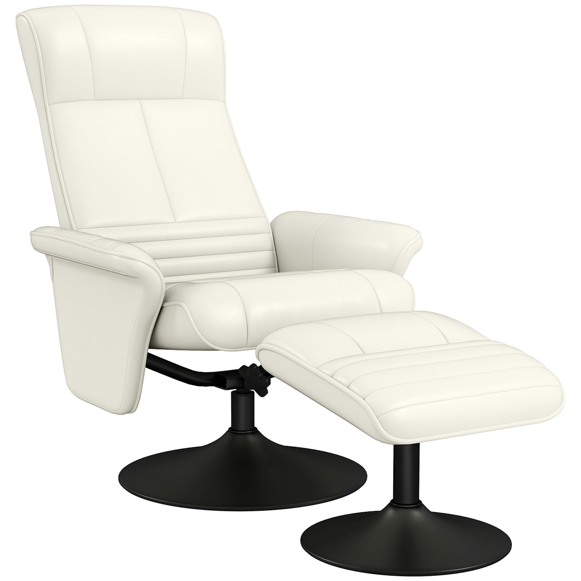 HOMCOM Relaxsessel mit Hocker Drehbarer Fernsehsessel mit Liegefunktion, TV-Sessel bis 150 kg belastbar, Liegesessel für Wohnzimmer, Schlafzimmer, Mikrofasertuch, Cremeweiß   Aosom