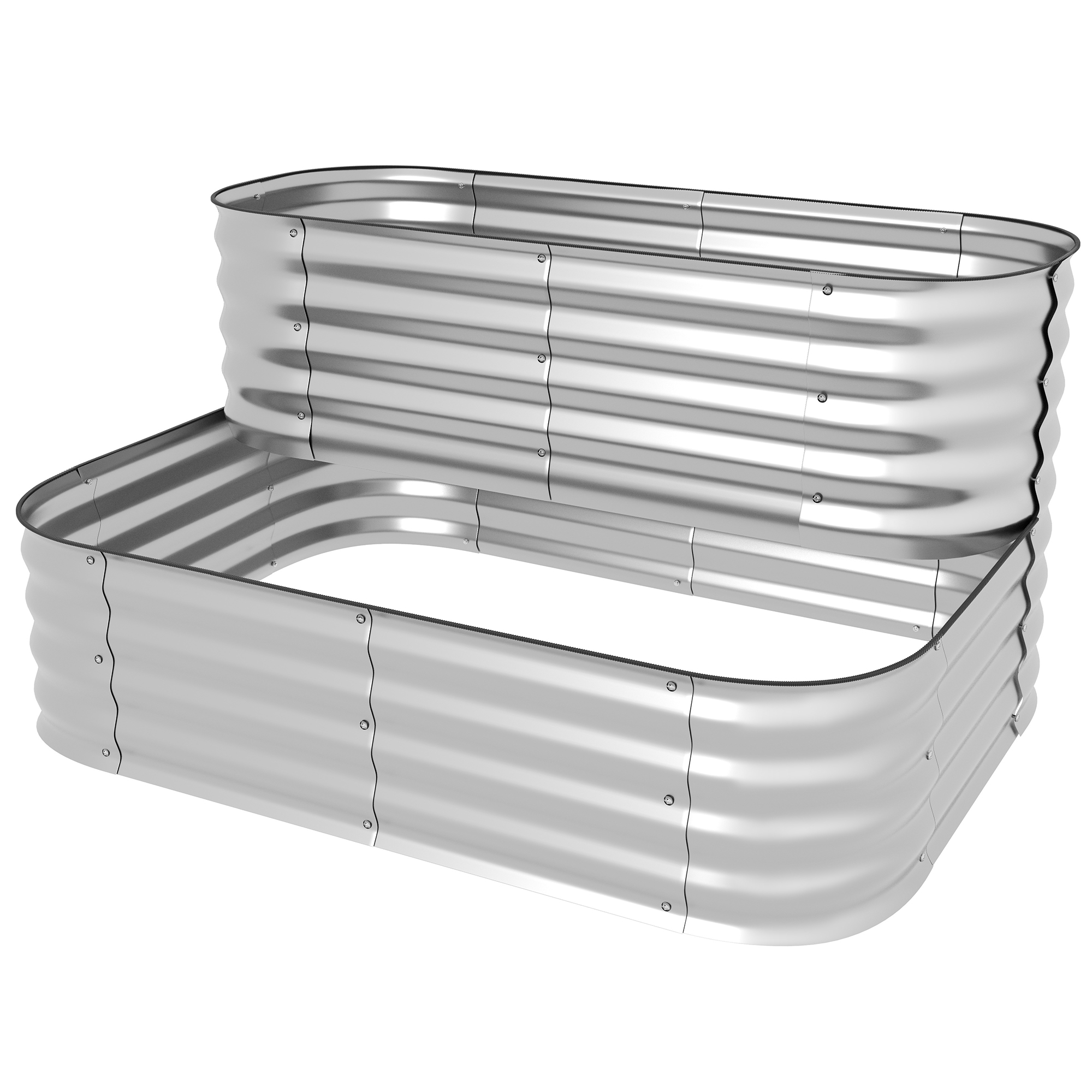 Outsunny Blumenregal Pflanzenregal Garten Balkon 118x45x30cm aus Metall in Silber, robust & stilvoll für Ihre Pflanzen Aosom.de