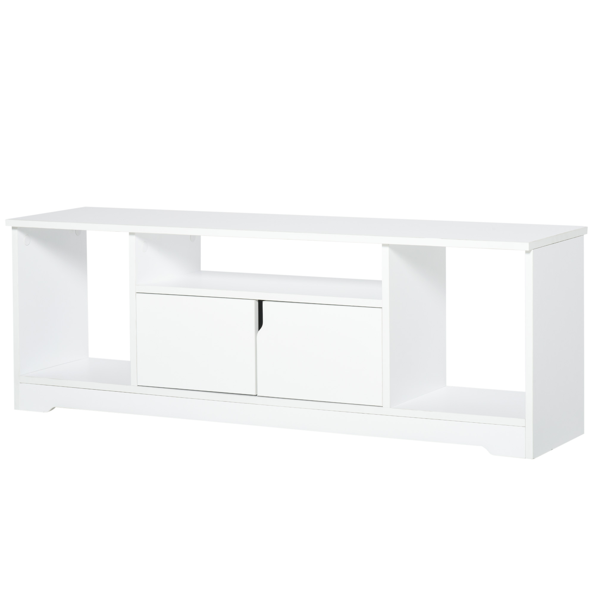HOMCOM TV-Ständer, TV Schrank, TV-Kommode, Moderner Fernsehtisch mit Schrank und Offene Regale, Spanplatte, Weiß, 120 x 30 x 41cm   Aosom