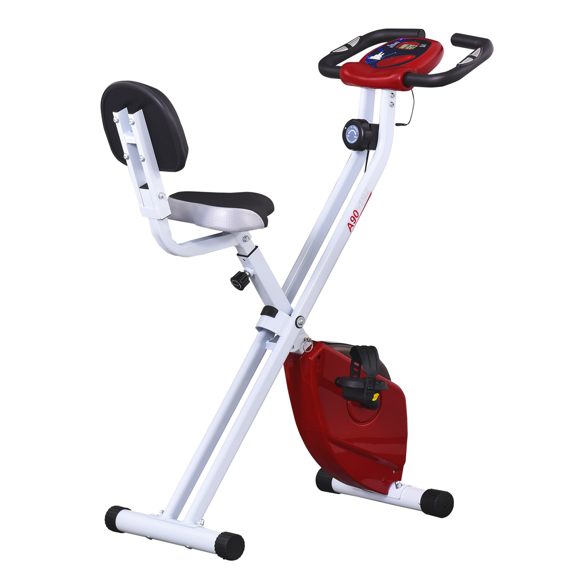 HOMCOM Heimtrainer Fahrradtrainer mit 8 stufig einstellbarem Magnetwiderstand höhenverstellbar Stahl Rot+Weiß 43 x 97 x 109 cm   Aosom