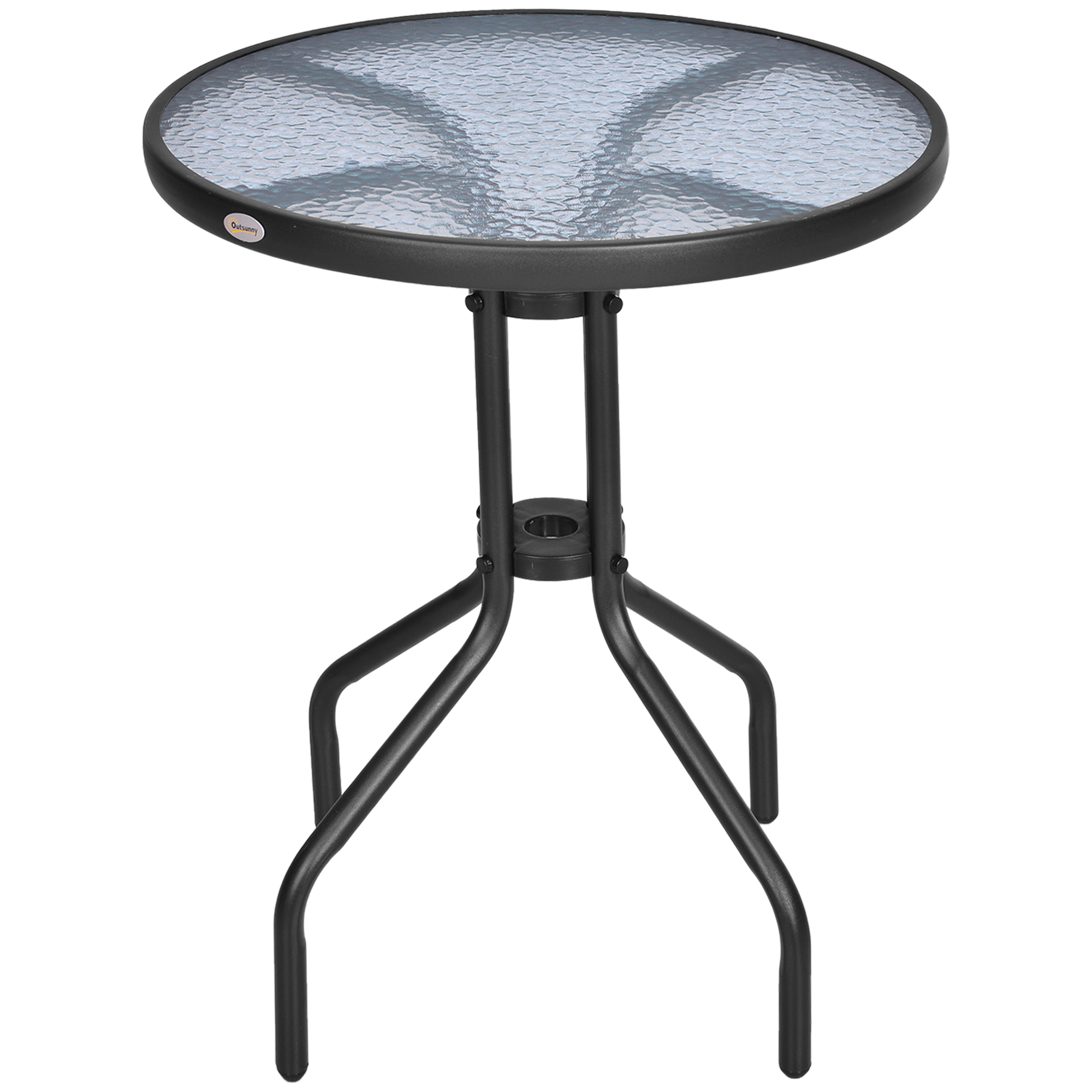 Outsunny Gartentisch rund Balkontisch Ø60xH70cm aus Metall mit Sicherheitsglas, ideal für Garten & Balkon   Aosom.de