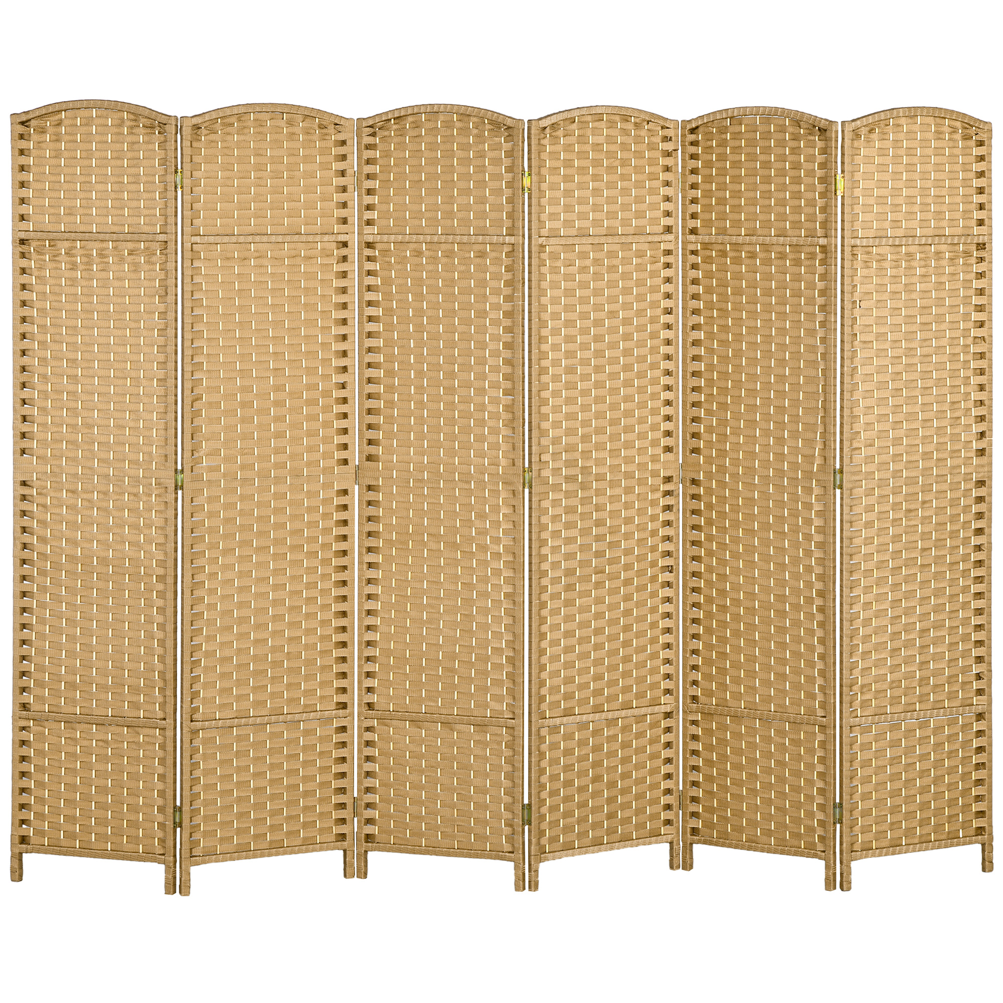 HOMCOM Paravent 6-teilig 240 x 170 cm Raumteiler Trennwand aus Bambus, Faltbar Stellwand Raumtrenner Sichtschutz für Wohnzimmer Natur   Aosom