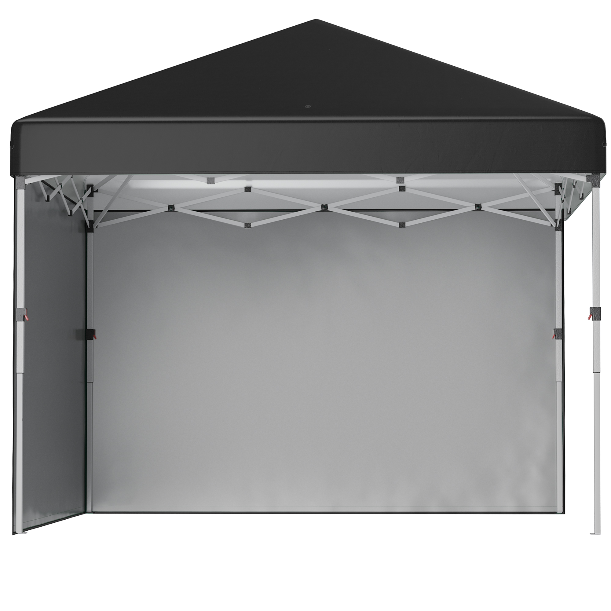 Outsunny Pavillon ca.3x3m, wasserabweisend Stabil Winterfest Pop-up Faltpavillon mit 2 Seitenwänden, UV Schutz 30+, Faltbar Partyzelt Gartenzelt mit Tasche, Gartenpavillon für Camping, Schwarz   Aosom