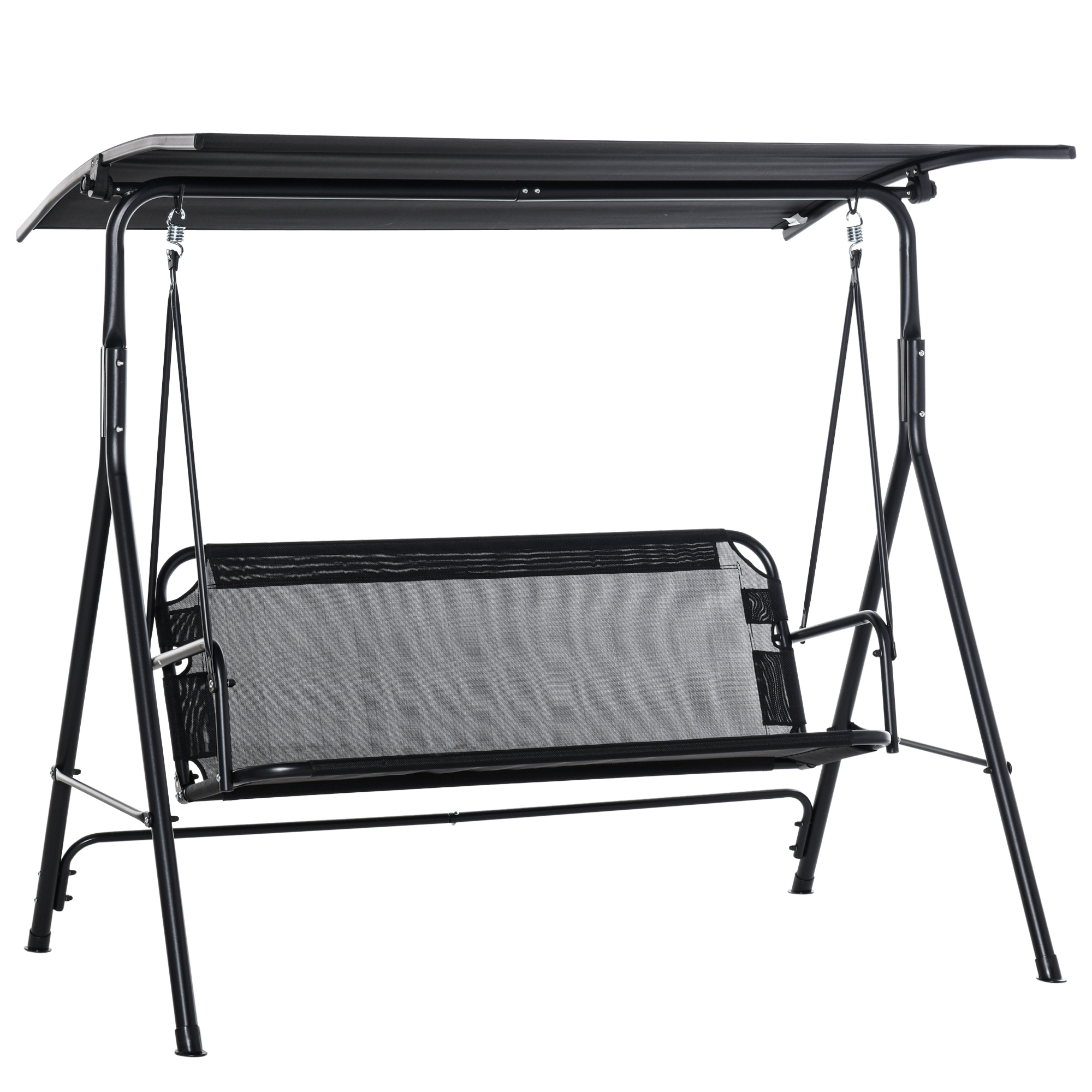 Outsunny 2-Sitzer Hollywoodschaukel Gartenliege UV-beständig mit hochwertigem Metallrohr, winkeleinstellbar in Schwarz für entspannte Stunden   Aosom.de