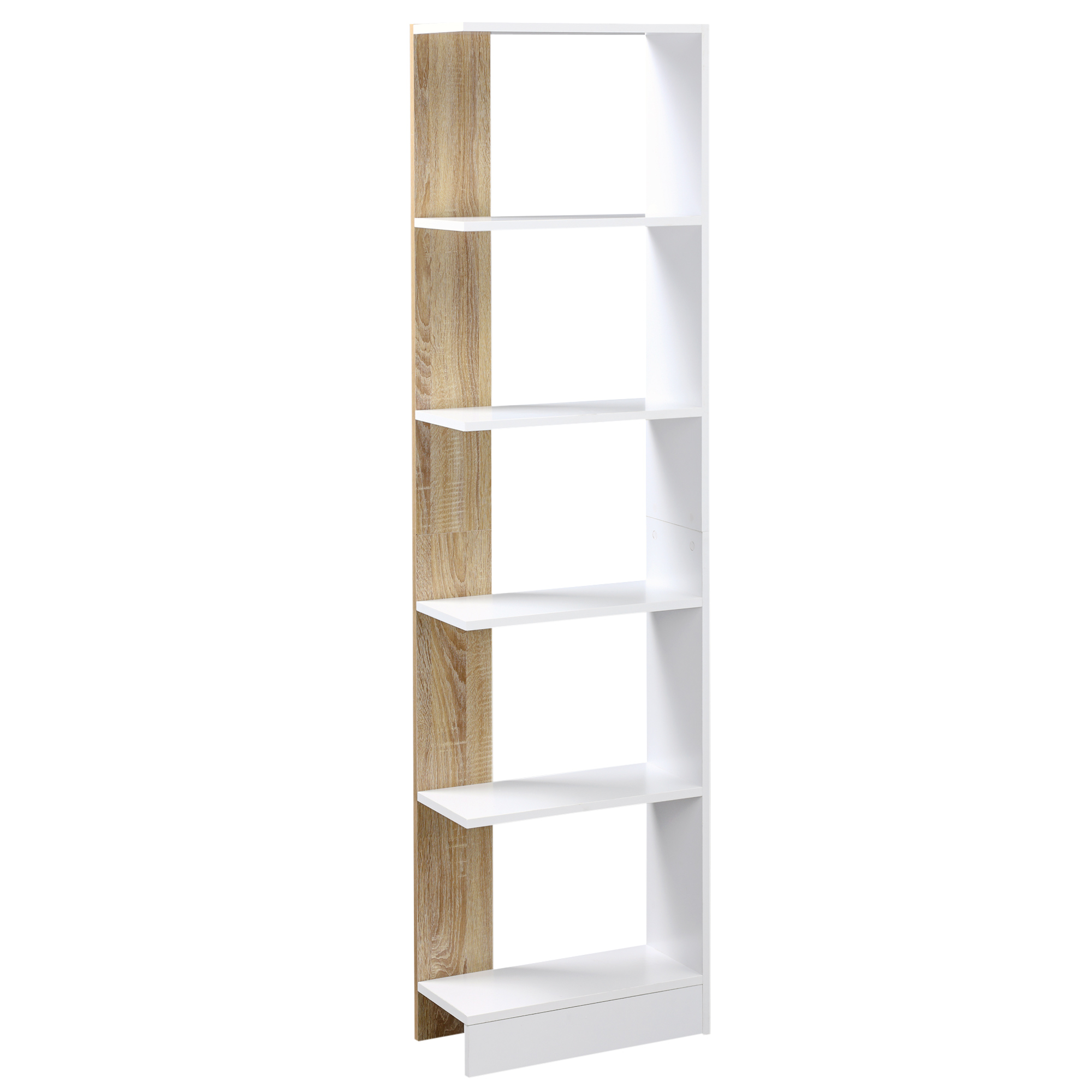 HOMCOM Standregal Bücherregal 5-stufiges Büroregal Lagerregal Aktenregal Küchenregal Spanplatte Eiche+Weiß 45 x 21 x 170 cm Aosom