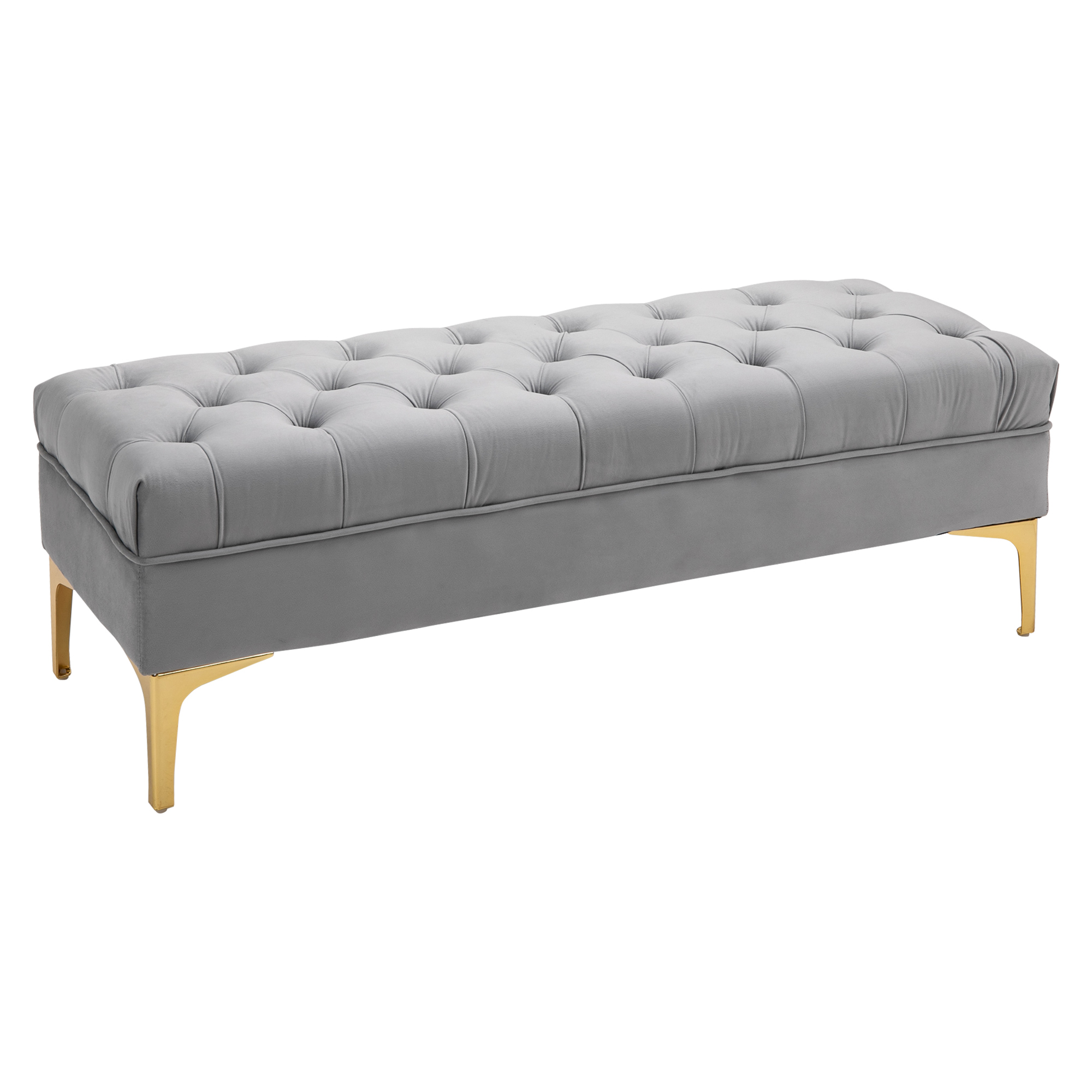 HOMCOM Sitzbank Bettbank Schuhbank mit erhöhten Beinen aus Samt in Hellgrau 118x45x42cm für Schlafzimmer und Flur Aosom.de