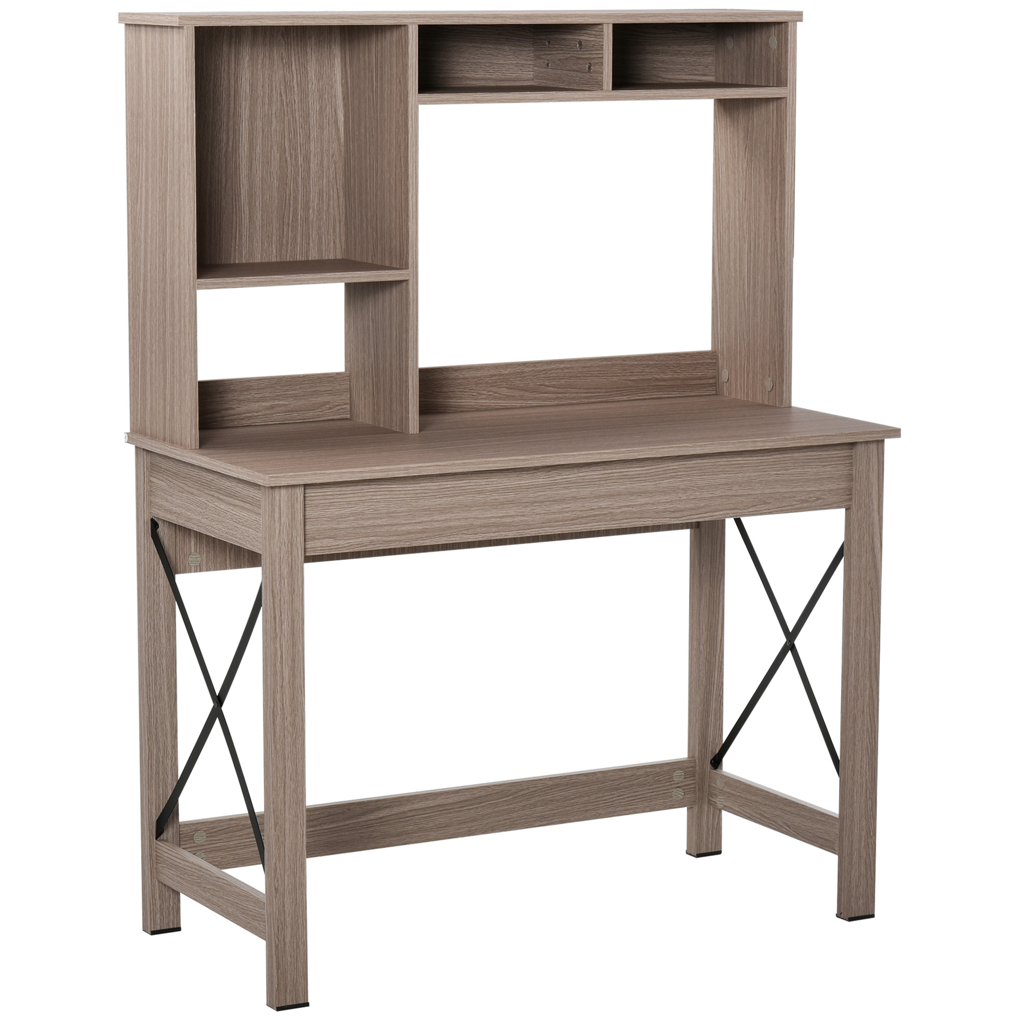 HOMCOM Schreibtisch mit 4 kleine Bücherregal aus Spanplatte platzsparend und geeignet für Schlafzimmer Büro Natur 105 x 50 x 137,5 cm Aosom