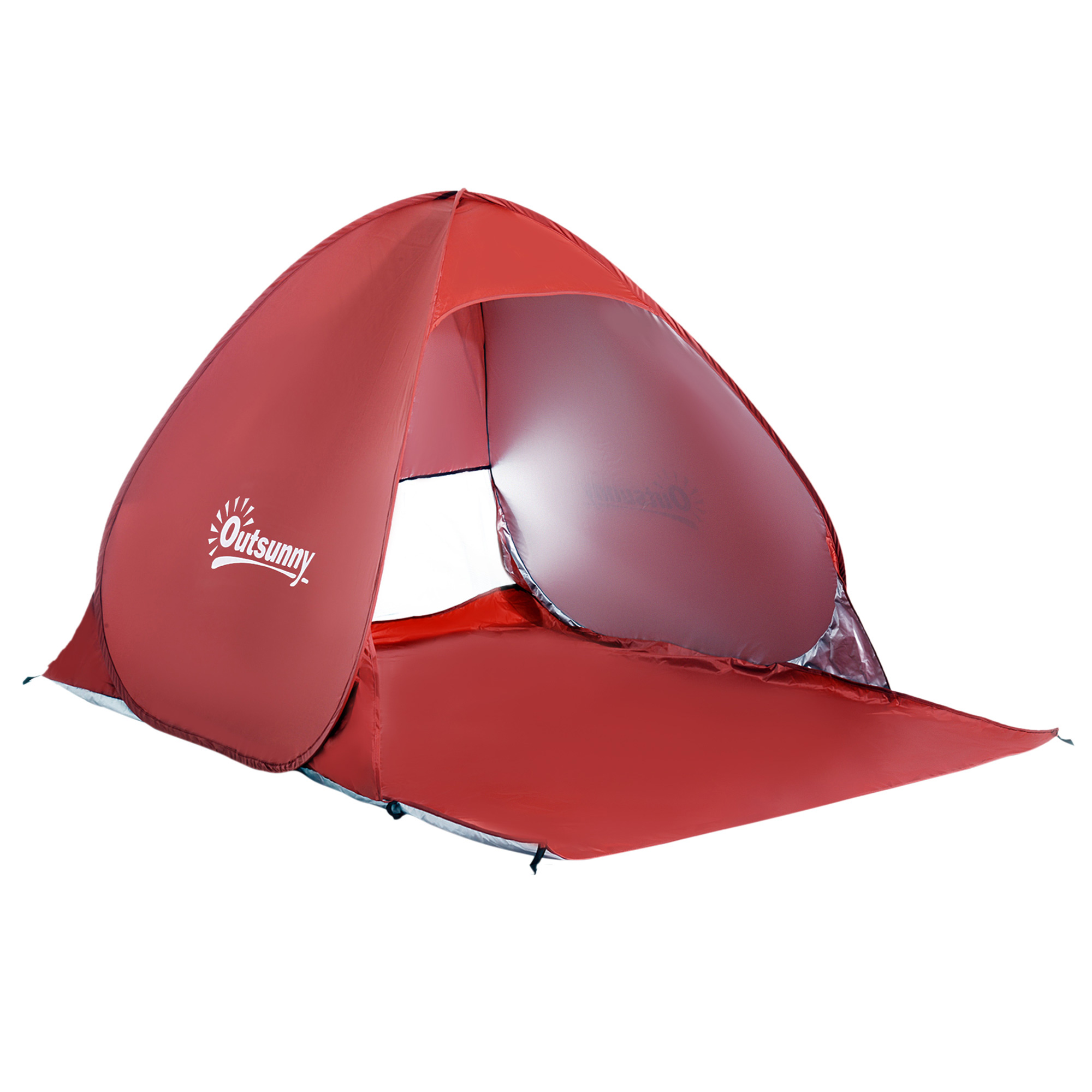 Outsunny Strandmuschel Wurfzelt Pop Up 200x150x119cm schnellaufbauend automatisch aus Polyester in Rot für Strand & Camping   Aosom.de