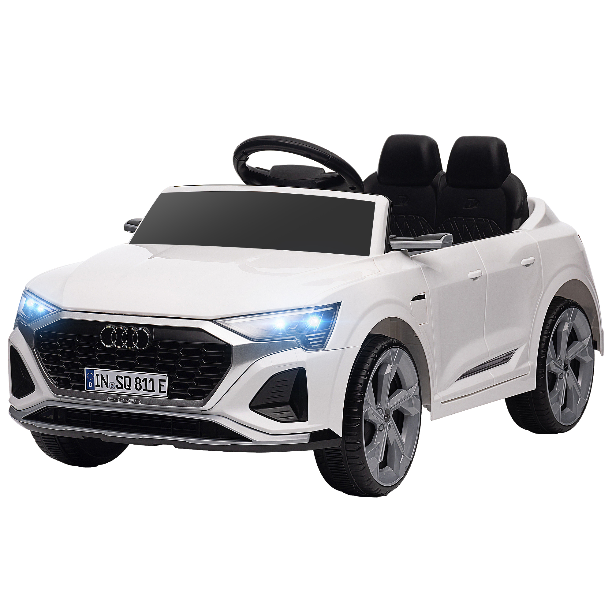 AIYAPLAY Kinder Elektroauto 12V Kinderauto mit 2,4G Fernbedienung, MP3 Musik & Hupe, Elektrofahrzeug mit Scheinwerfer, 4 gefederte Räder, 3-5 km/h, für 3-6 Jahre Kinder, Weiß   Aosom