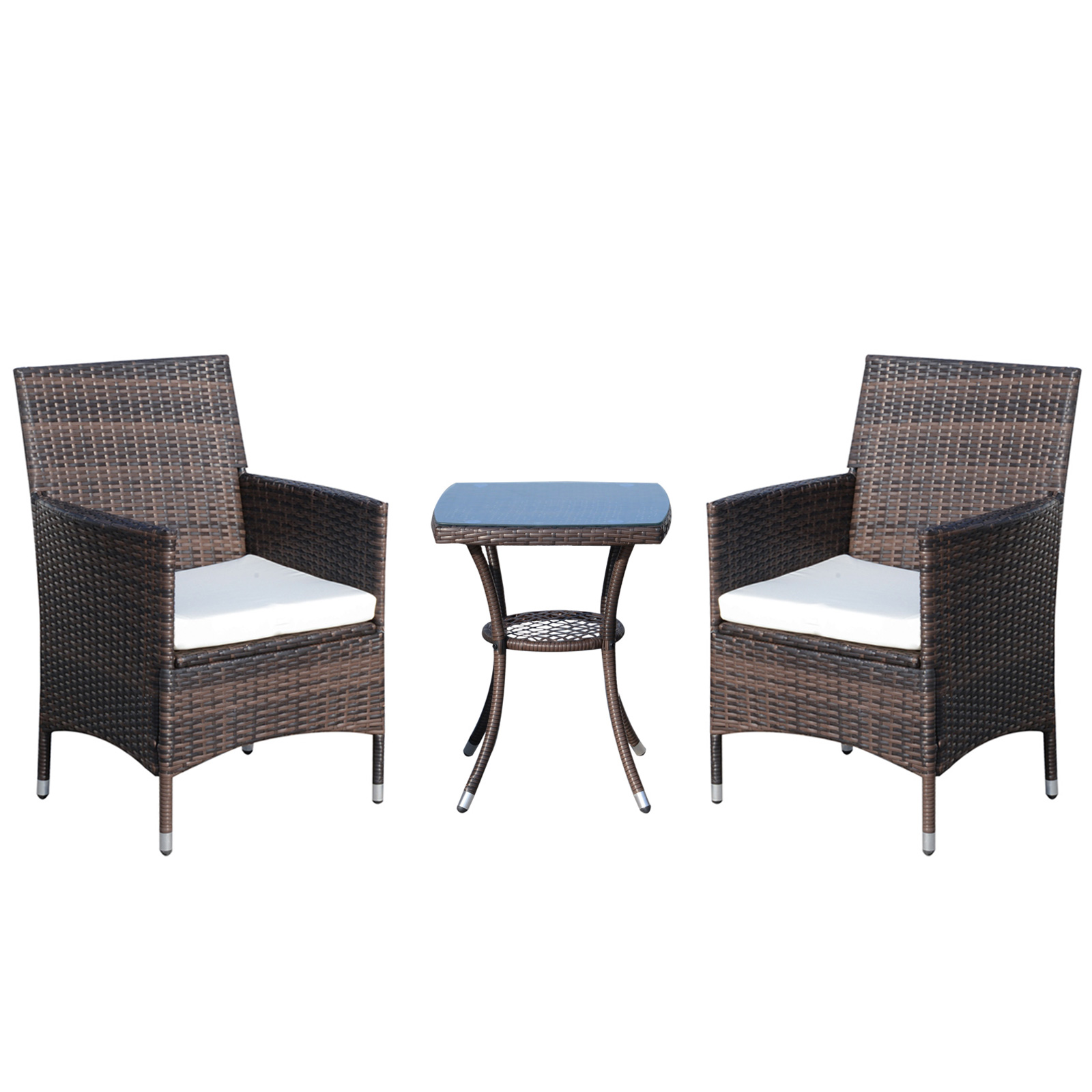 Balkonmöbel Set Klappbar Rattan Bistroset mit Sitzkissen Braun 60x58,5x89,5cm für Garten & Balkon   Aosom.de