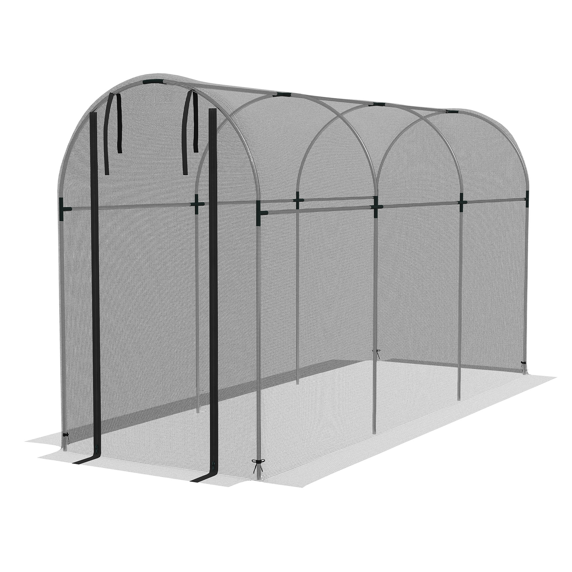 Outsunny Insektenschutznetz 1,2 x 3,6 m Gartennetz mit Tür, Pflanzenschutz Zelt, Schädlingsschutznetz mit Stahlrahmen, HDPE Schwarz Aosom.de