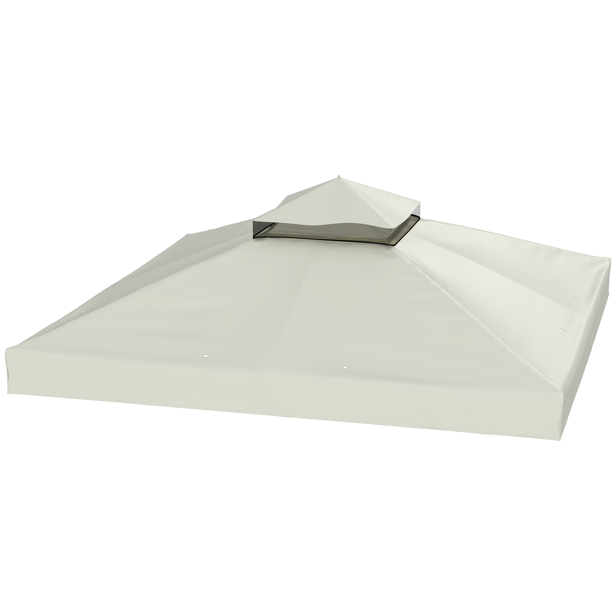 Outsuuny Ersatzdach für Pavillon 3 x 3 m, wasserdicht Pavillondach, Doppeldach Ersatzbezug für Gartenpavillon, Ersatzteile aus Oxford-Stoff, 370 g/m², Hellgrau Aosom