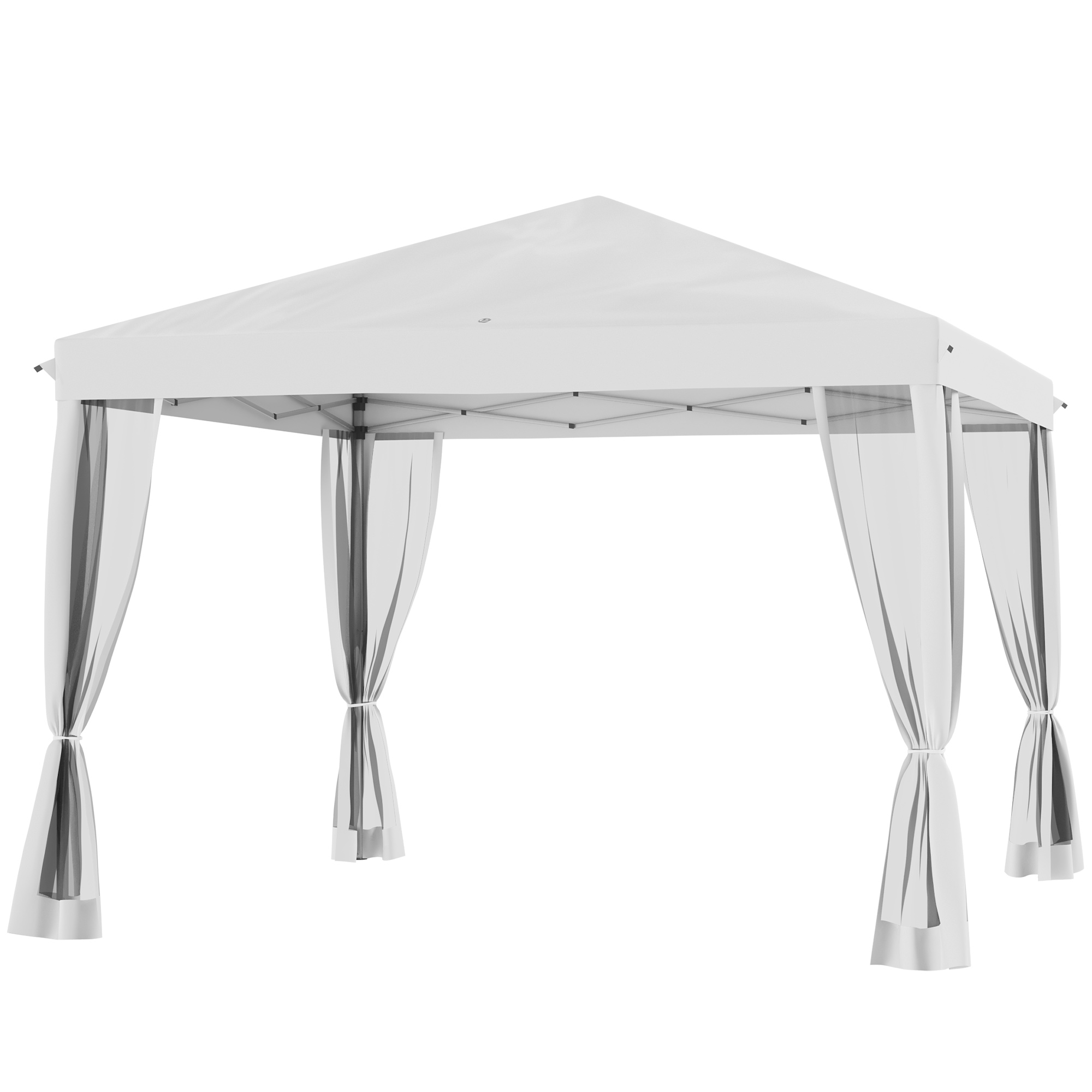 Outsunny Pavillon ca.3x3m, wasserabweisend Stabil Winterfest Pop-up Faltpavillon mit UV Schutz, Faltbar Partyzelt Gartenzelt mit 4 Seitenteilen, Tasche Gartenpavillon für Camping Garten, Cremeweiß   Aosom