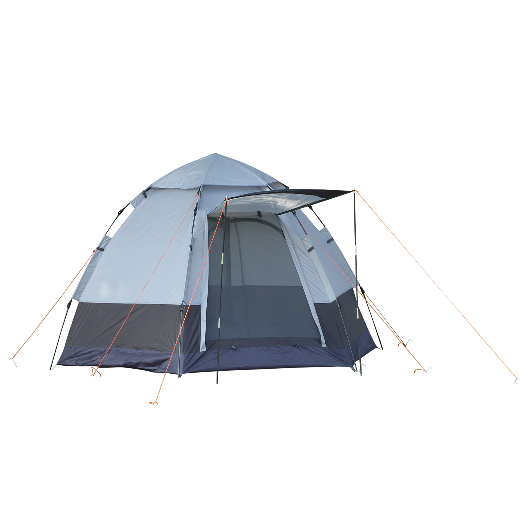 Outsunny Camping Zelt 3-4 Personen, Familienzelt, Kuppelzelt, 210T PU, Stahl, Glasfaser, Grau+Schwarz, 240 x 240 x 195 cm  Aosom