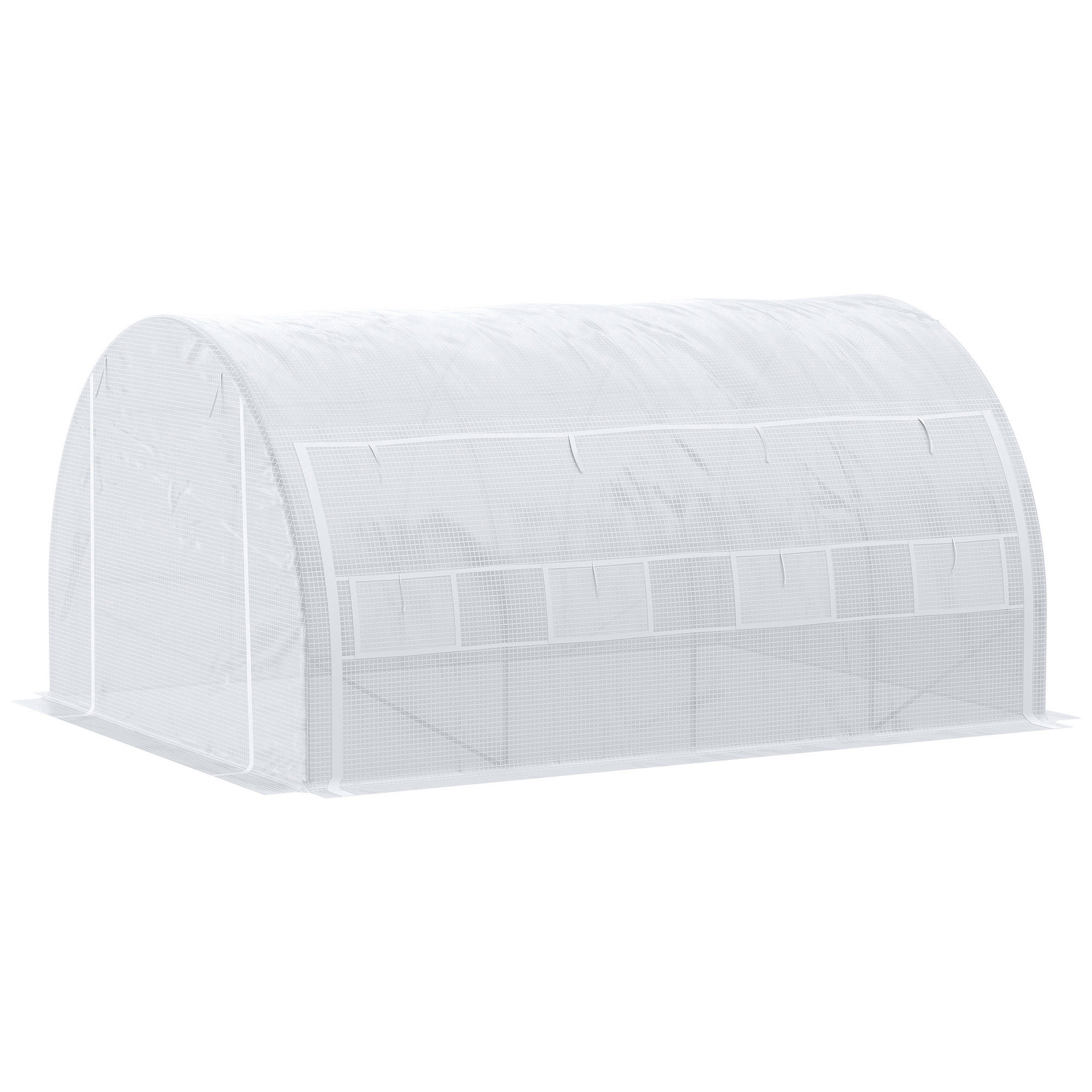 Outsunny Gewächshaus Foliengewächshaus 3,97 x 3,02 x 2 m mit UV-Schutz, winddichtes Tomatenhaus mit Seitentür aus Stahl in Weiß   Aosom.de