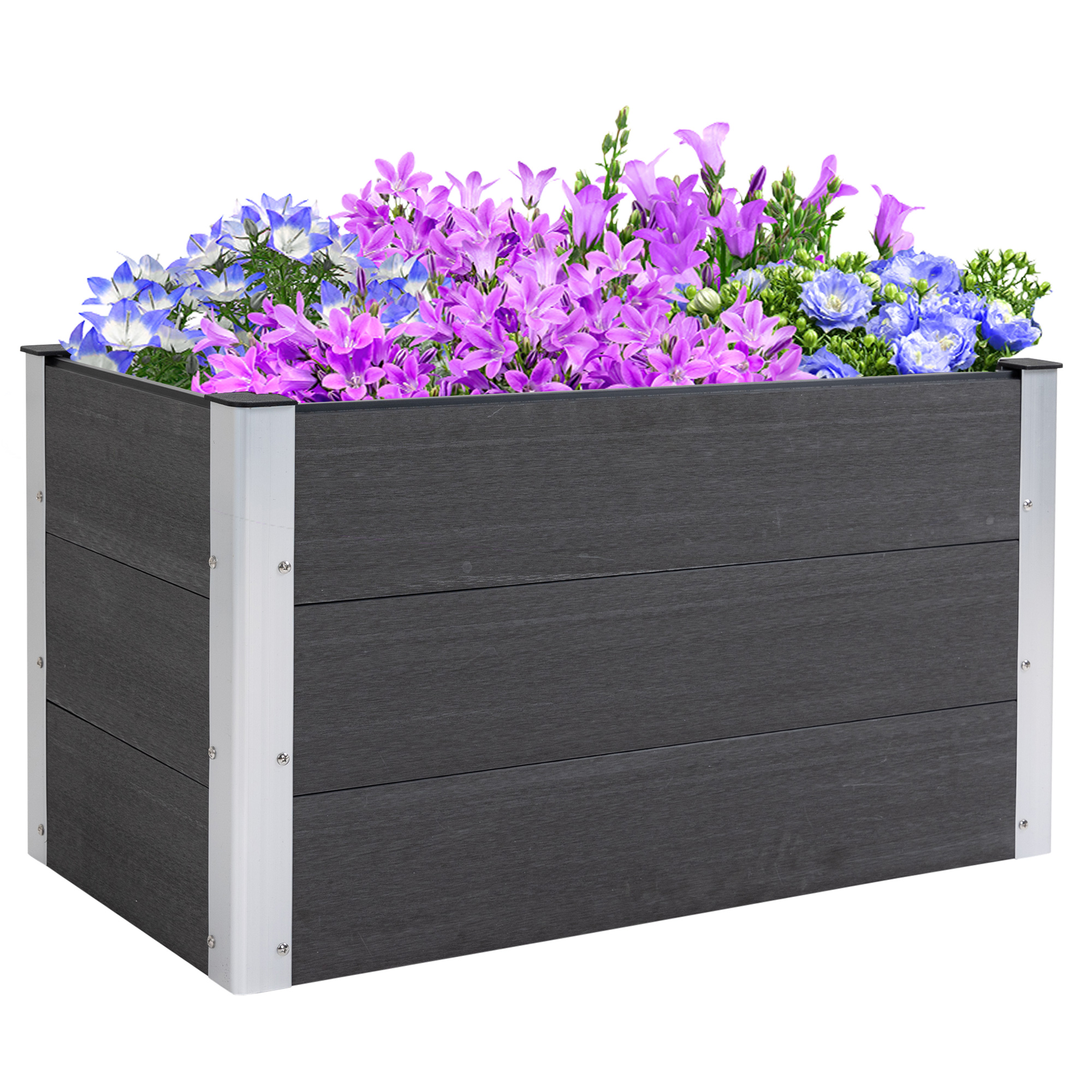 Outsunny Hochbeet  Wetterfester Pflanzkasten aus WPC + Aluminium, ohne Boden, Grau, 100x50x50cm  Aosom