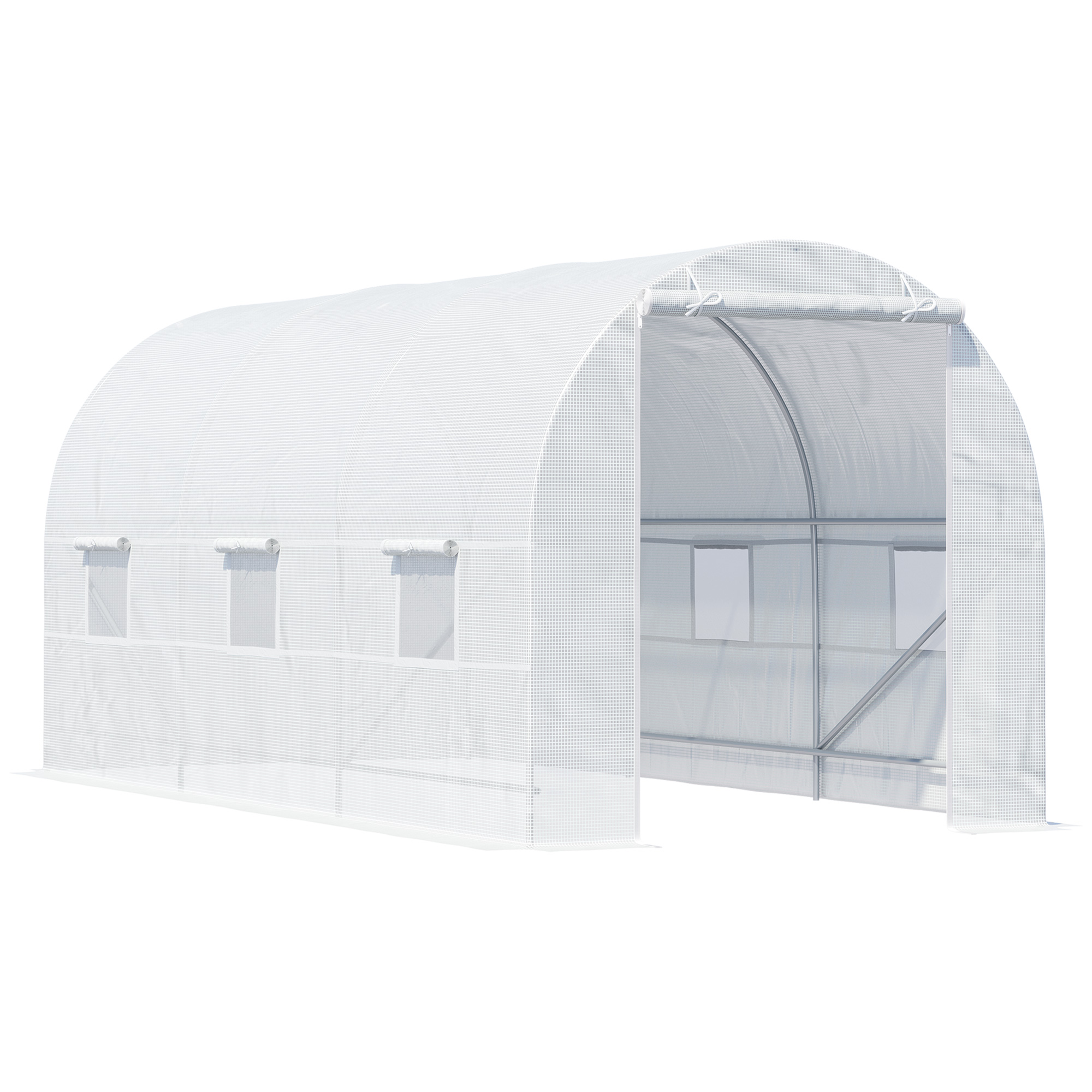 Outsunny Gewächshaus 2 x 4 m, stabiles Foliengewächshaus, Gewächshausfolie UV beständig, Weiß   Aosom.de