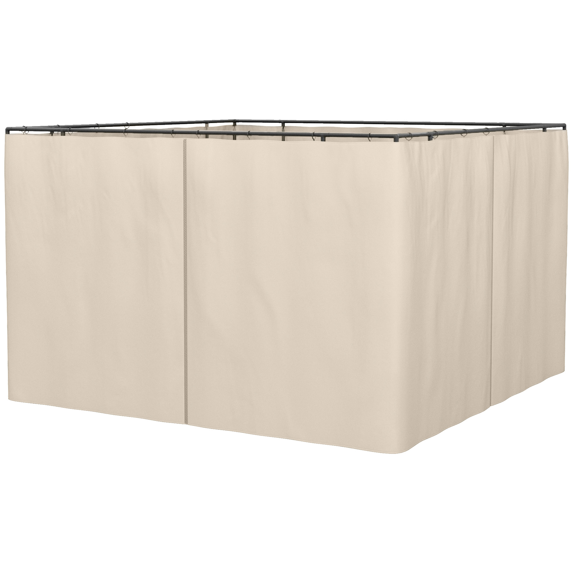 Outsunny Pavillon Seitenteile 3x3m, 302L x 205H cm, mit Haken, C-Ringe, ohne Pavillonrahmen, robust, langlebig, Polyester, Beige   Aosom