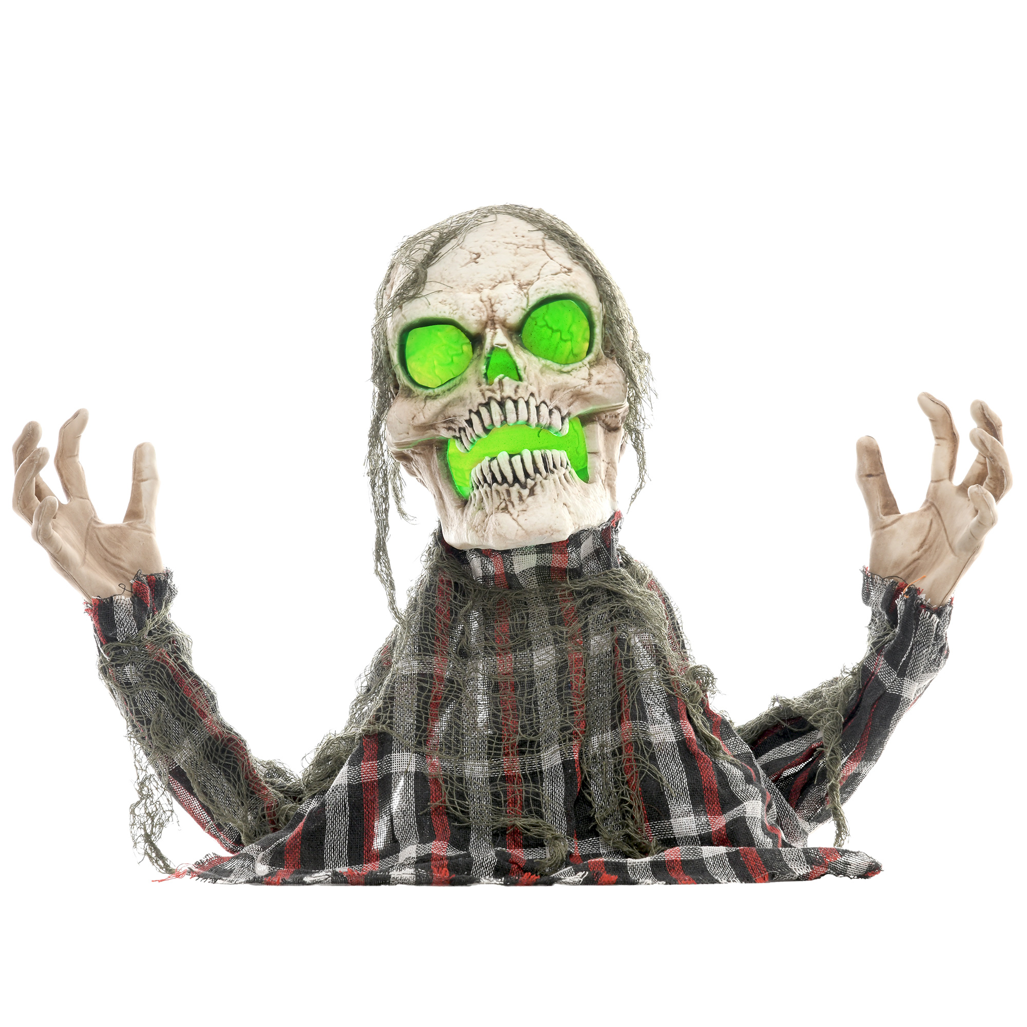 HOMCOM 70cm Halloween Dekoration Skelett Halbkörper Figur mit LED-Lichter, Soundfunktion, Haustür Deko mit verstellbare Arme, Halloween Horror Ornamente für Halloween Party Aosom